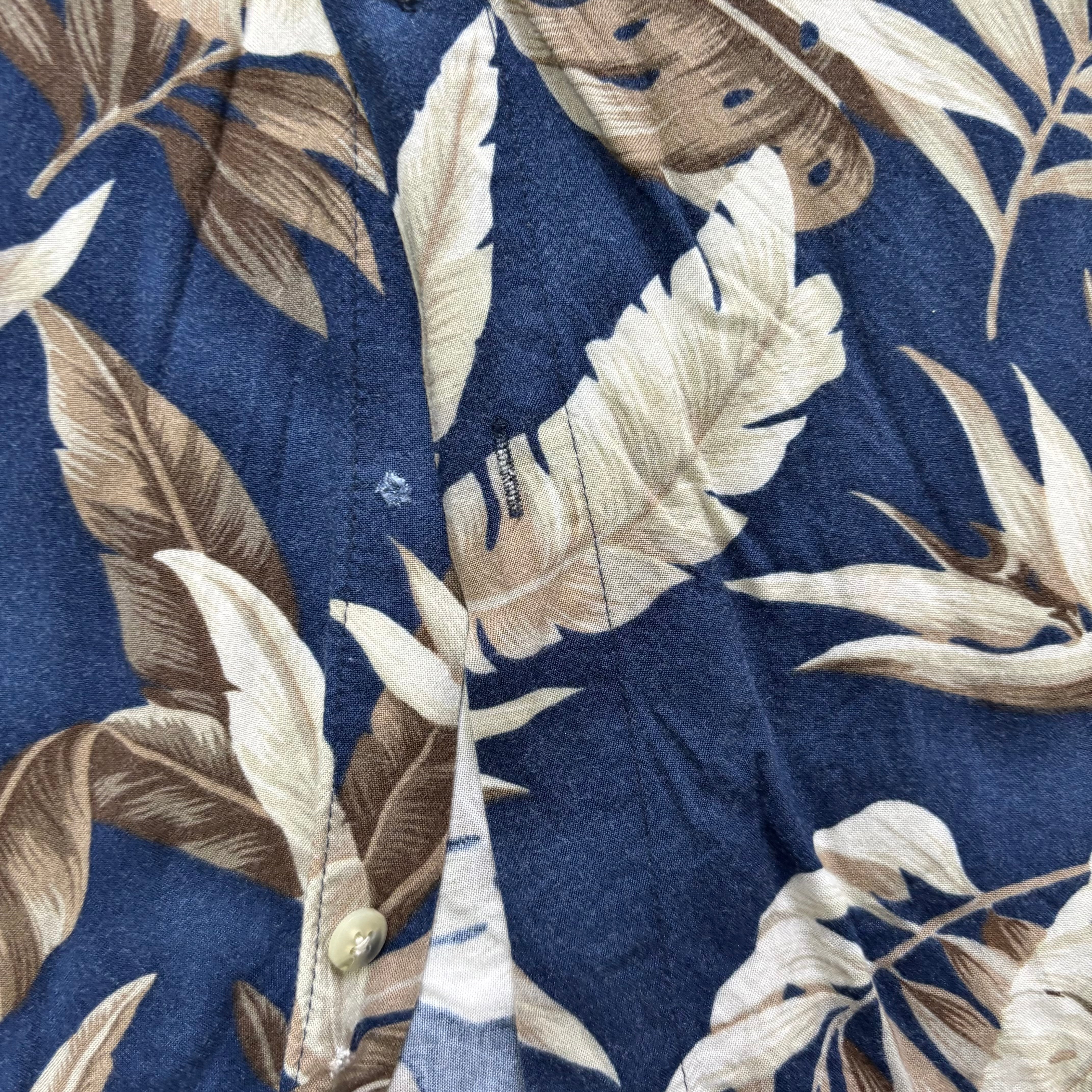 Vintage Hawaiian Shirt Mens XXL Navy Floral Aloha Short Sleeve Rayon