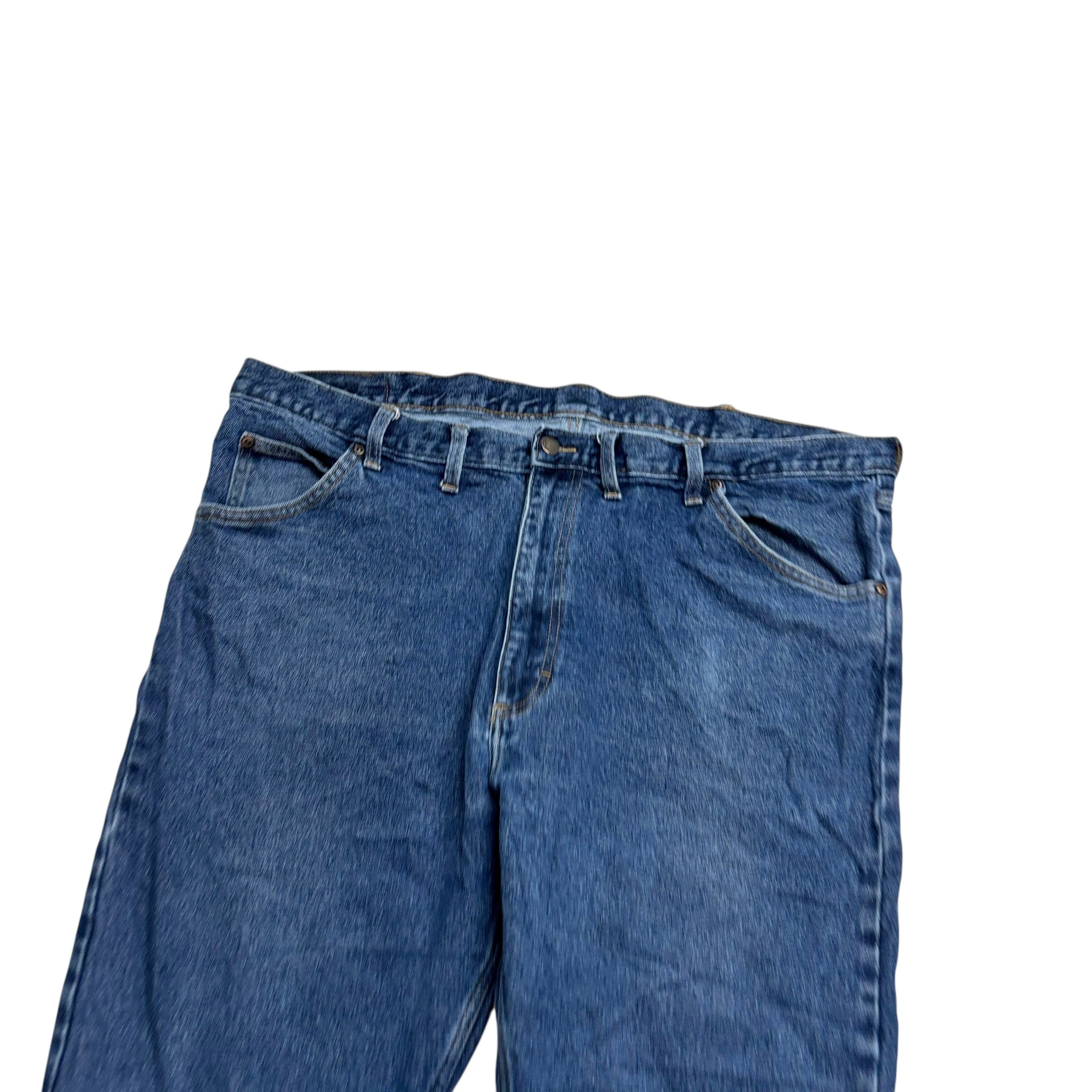 Wrangler Jeans W44 L25 Mens Mid Blue Regular Straight Fit Stretch Denim (E)