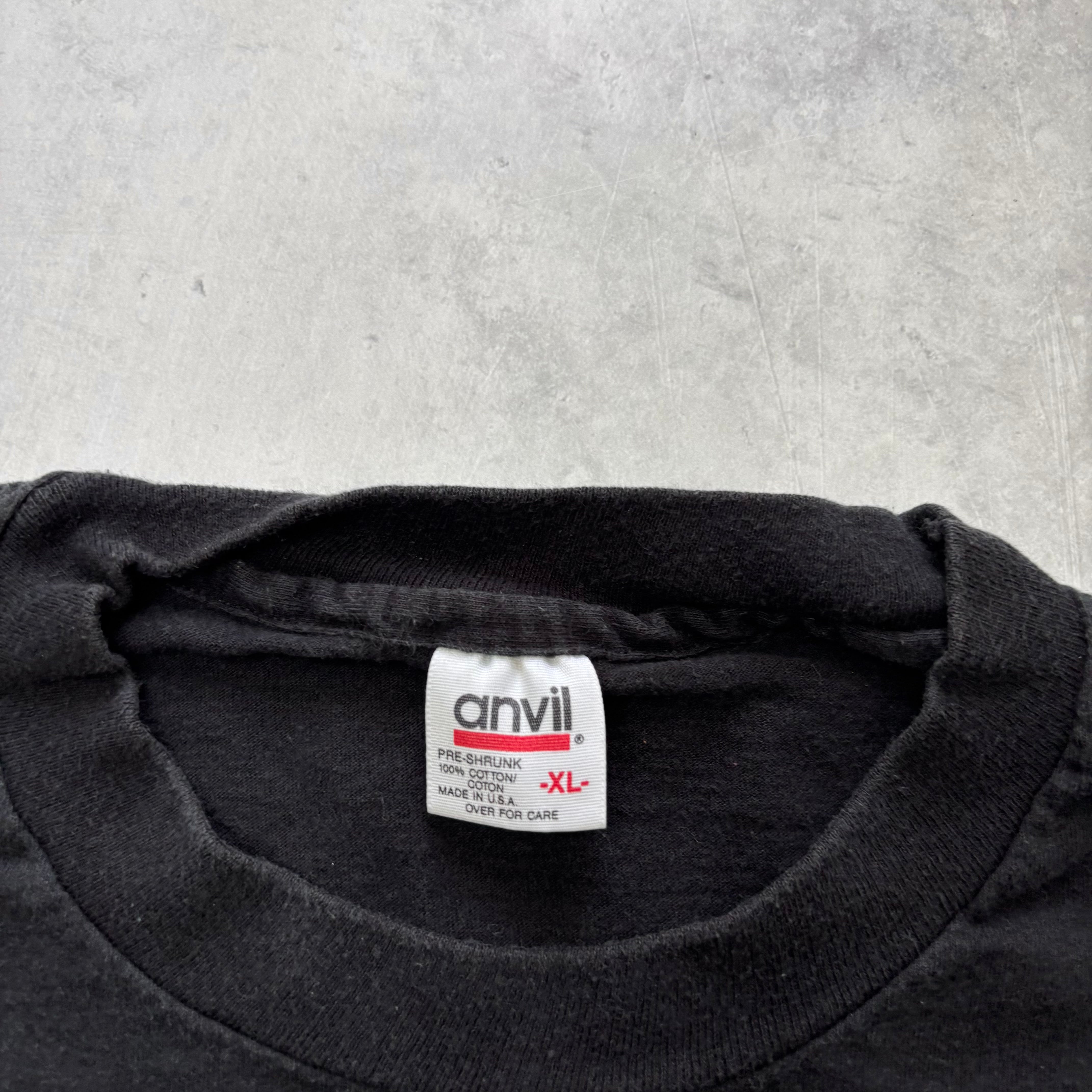 Vintage T Shirt Mens Large Black Single Stitch Graphic Print 90s USA Naval