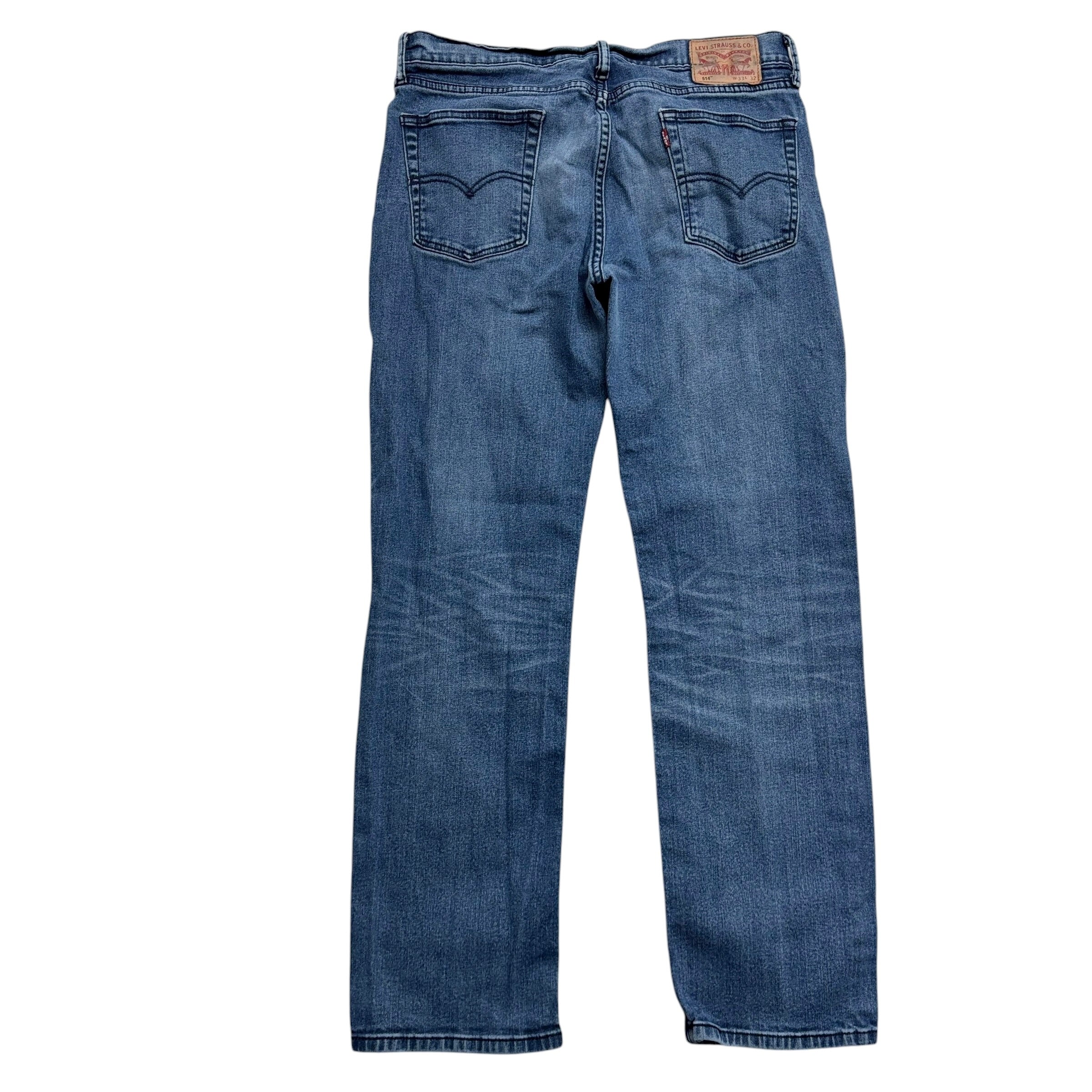 Levis 514 Jeans W32 L30 Mens Mid Blue Regular Straight Fit Stretch Denim