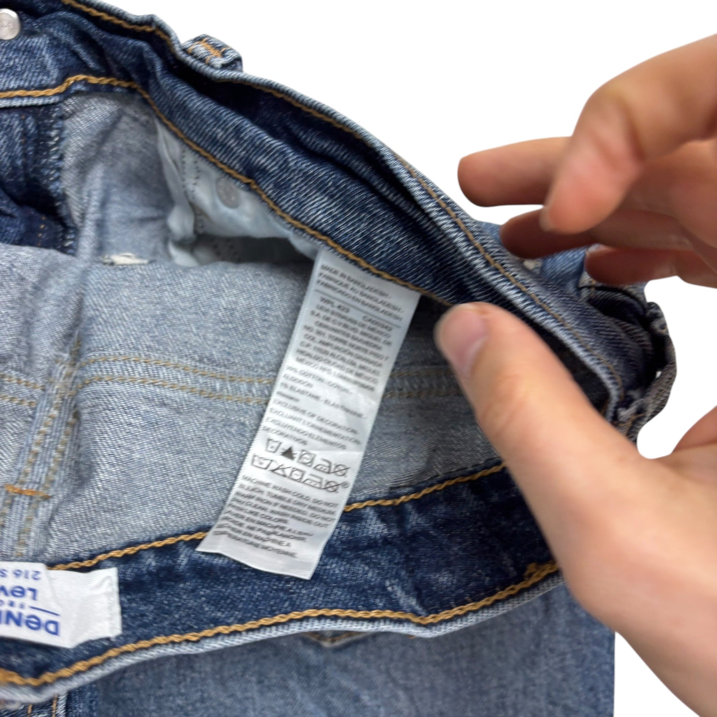 Levis Denizen Jeans W28 L30 Mens Mid Blue Slim Fit Stretch Denim (E)