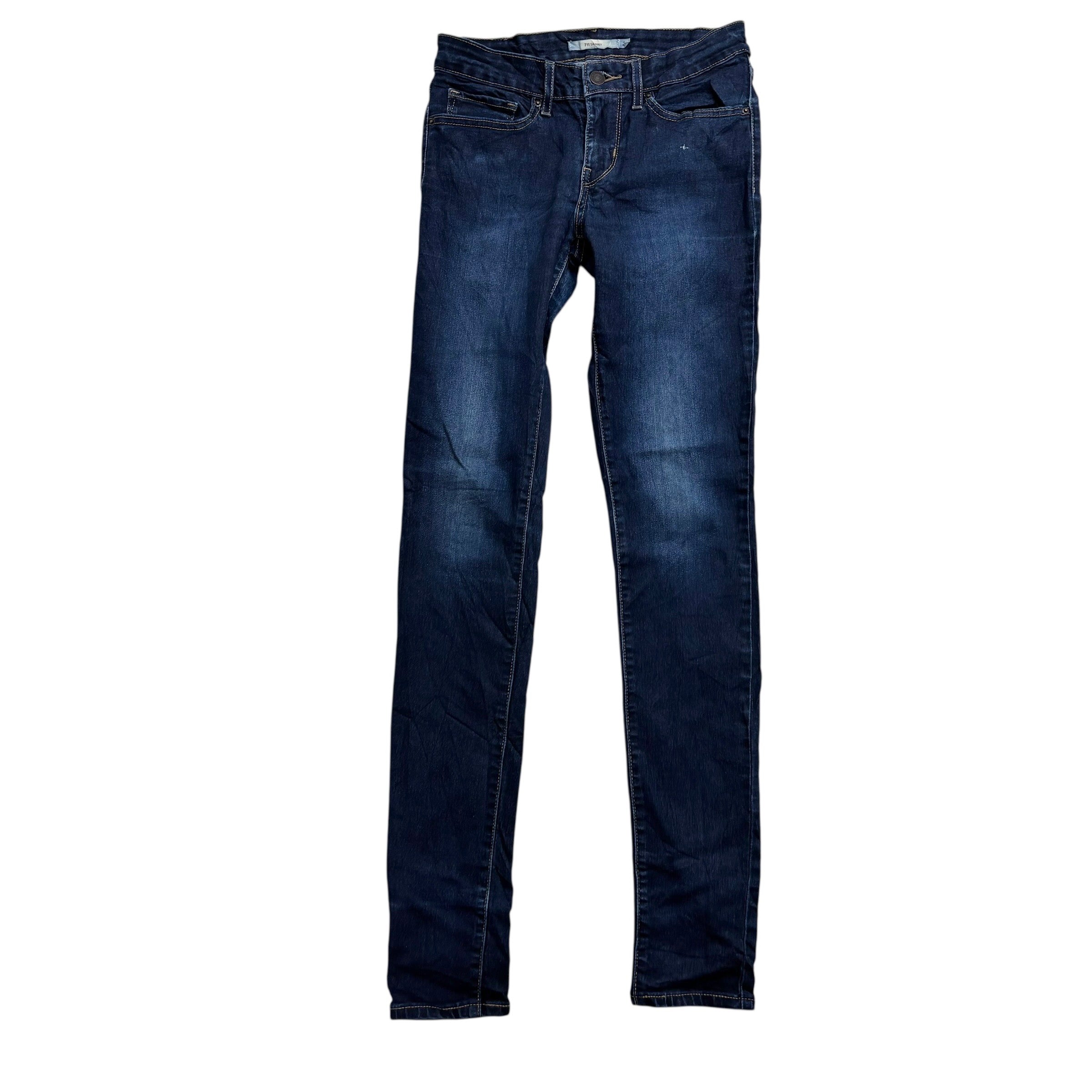 Levis Jeans W27 L33 Womens Skinny Dark Blue Stretch Denim