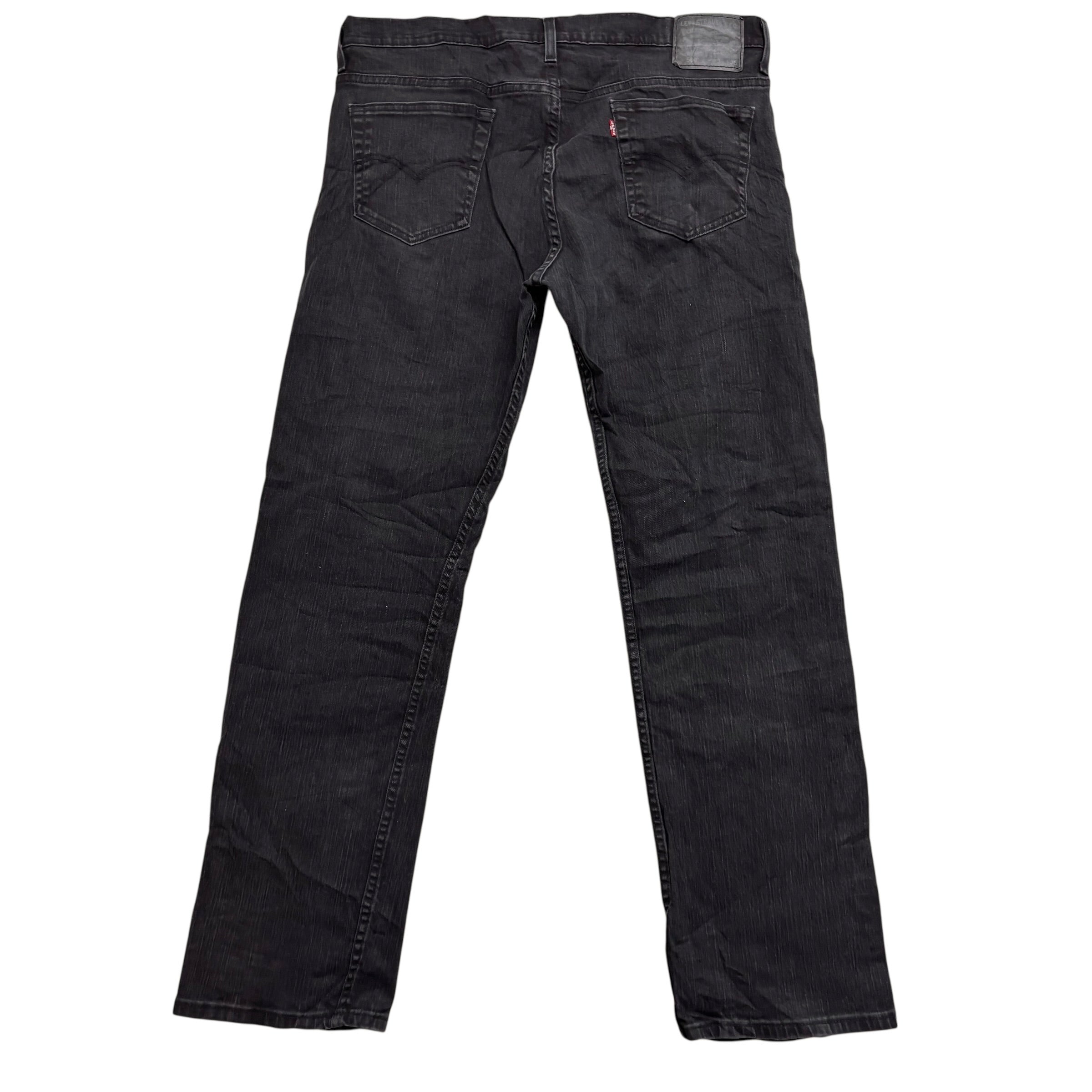 Levis 569 Jeans W36 L35 Mens Black Baggy Relaxed Straight Fit Stretch Denim (E)