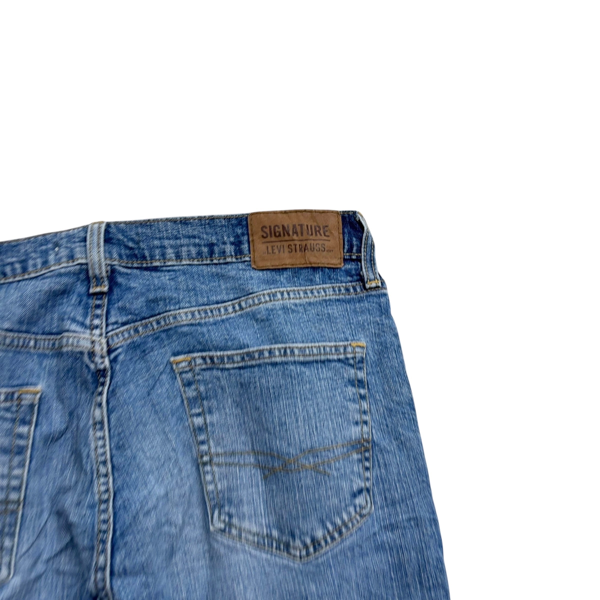 Levis Signature Jeans W34 L29 Mens Mid Blue Athletic Tapered Stretch Denim (E)