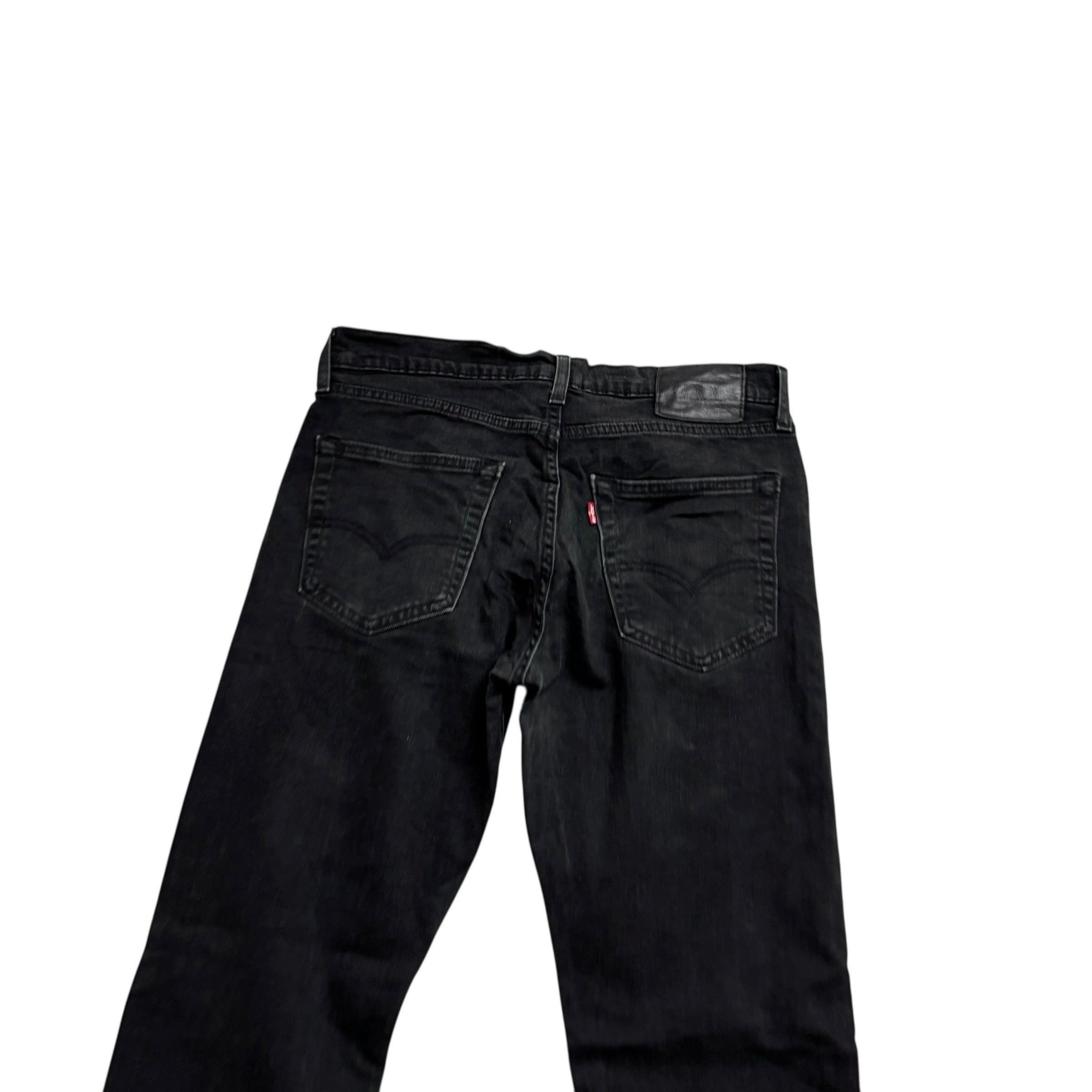Levis 502 Jeans W32 L33 Mens Black Regular Tapered Fit Stretch Premium Denim