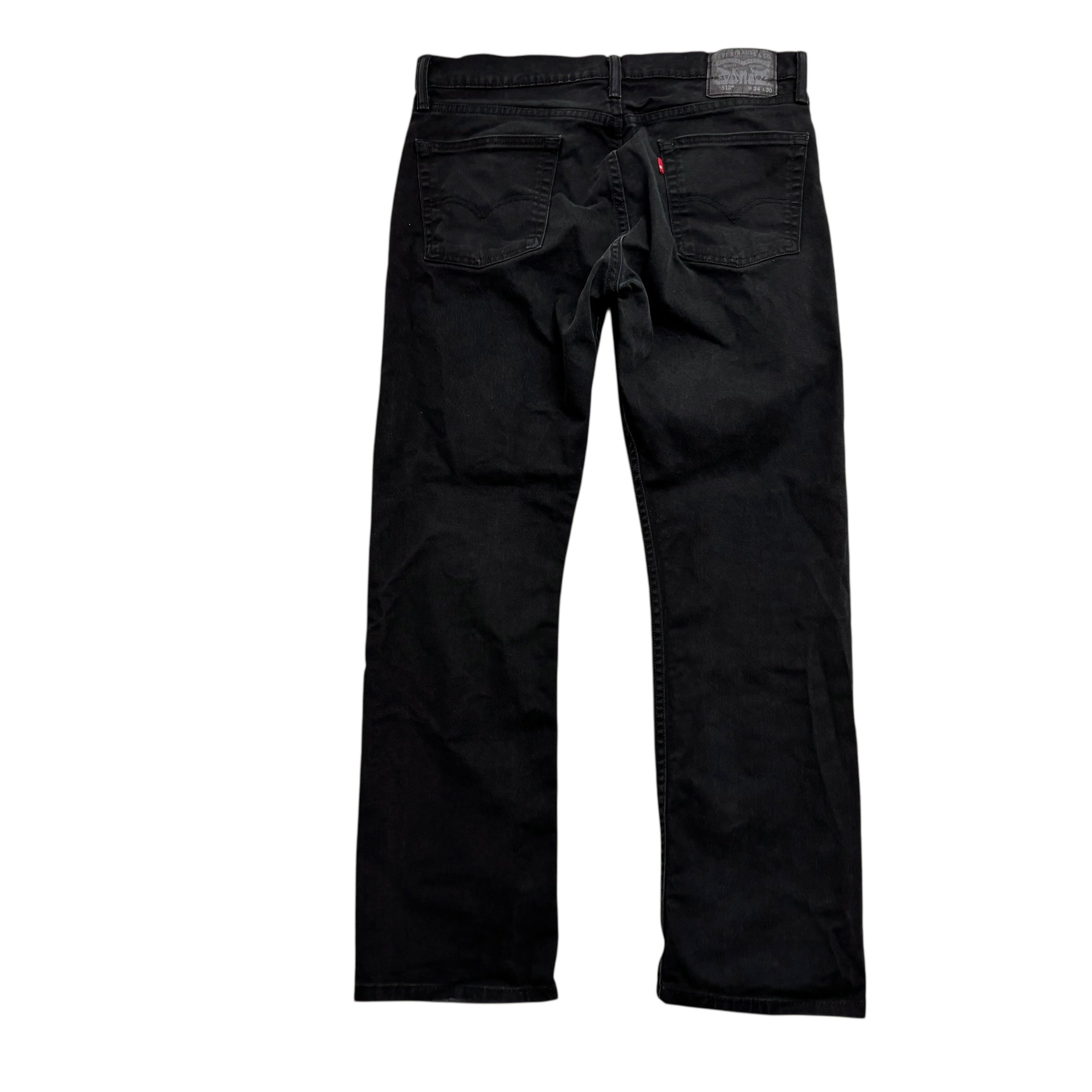 Levis 513 Jeans W34 L30 Mens Black Slim Straight Fit Stretch Denim (E)