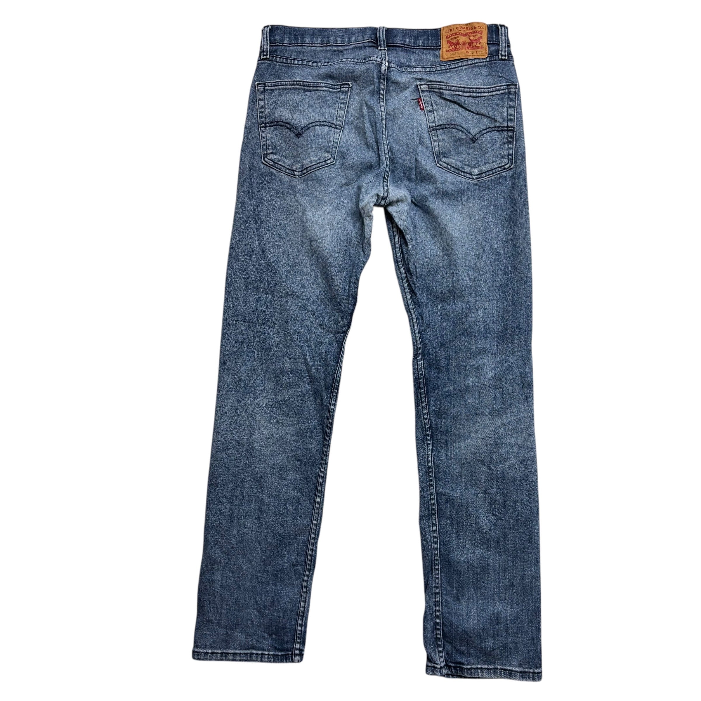 Levis 502 Jeans W33 L32 Mens Navy Blue Regular Tapered Fit Stretch Denim (F)