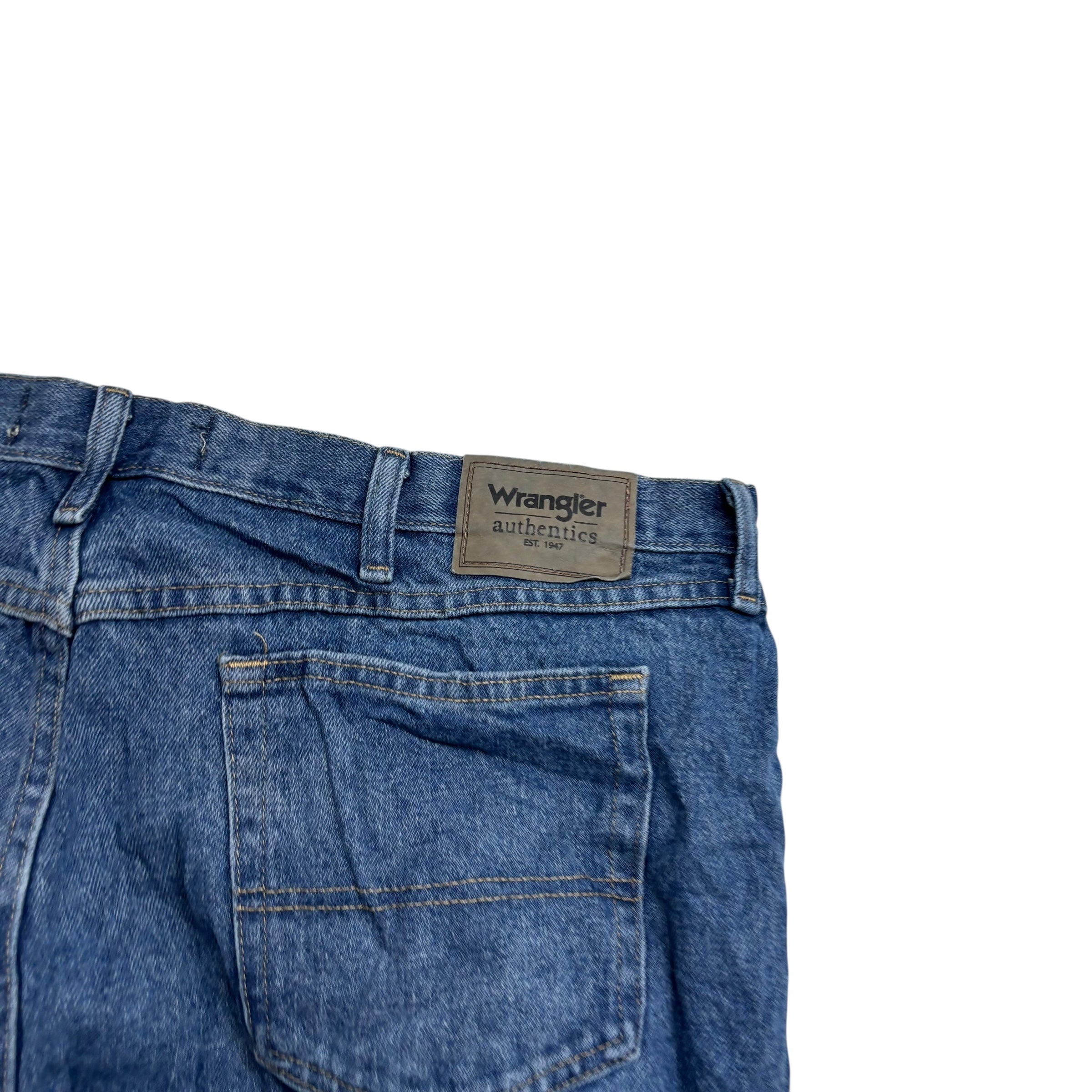 Wrangler Jeans W42 L30 Mens Mid Blue Relaxed Straight Fit Baggy Denim (E)