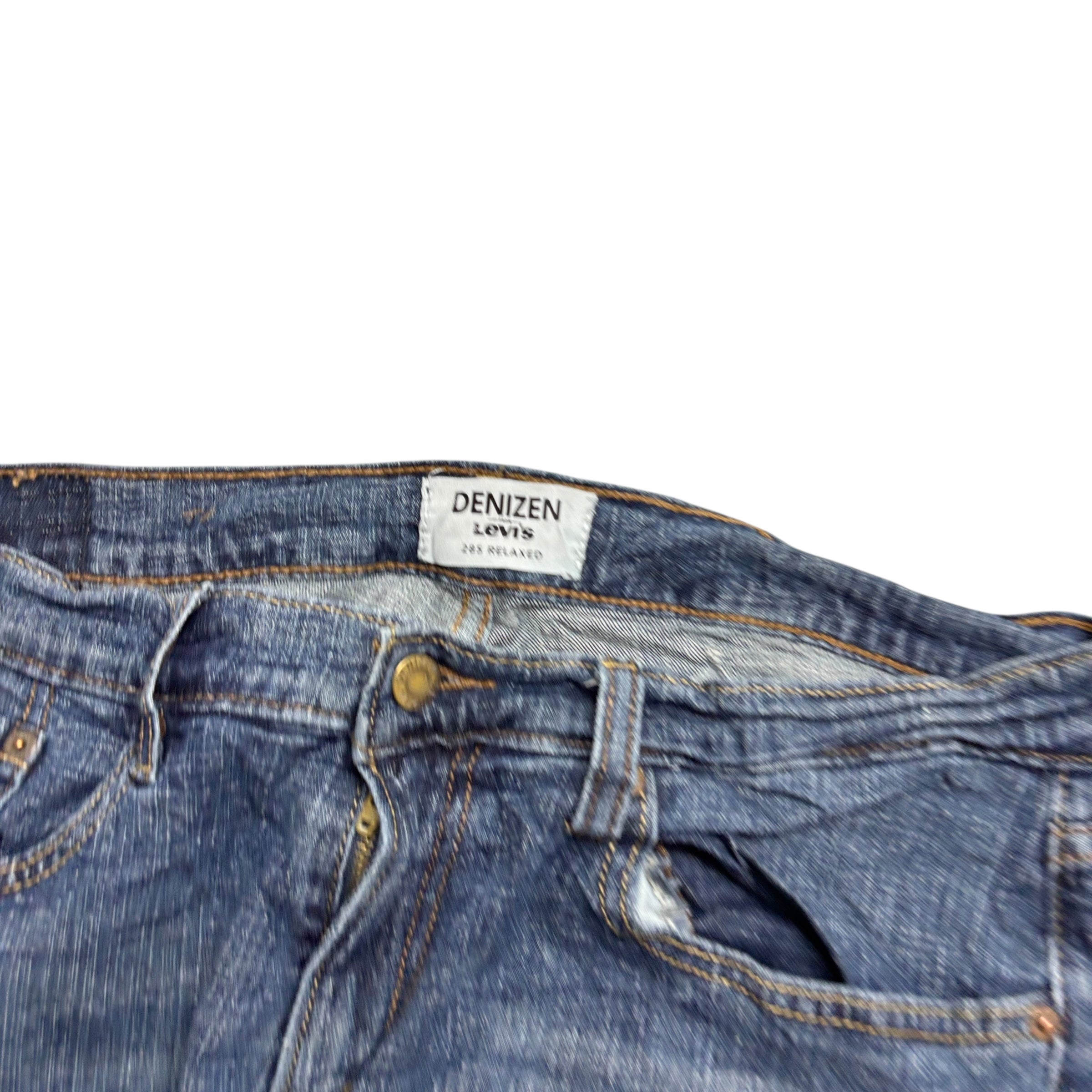 Levis Denizen Jeans W32 L29 Mens Mid Blue Relaxed Straight Fit Stretch Denim