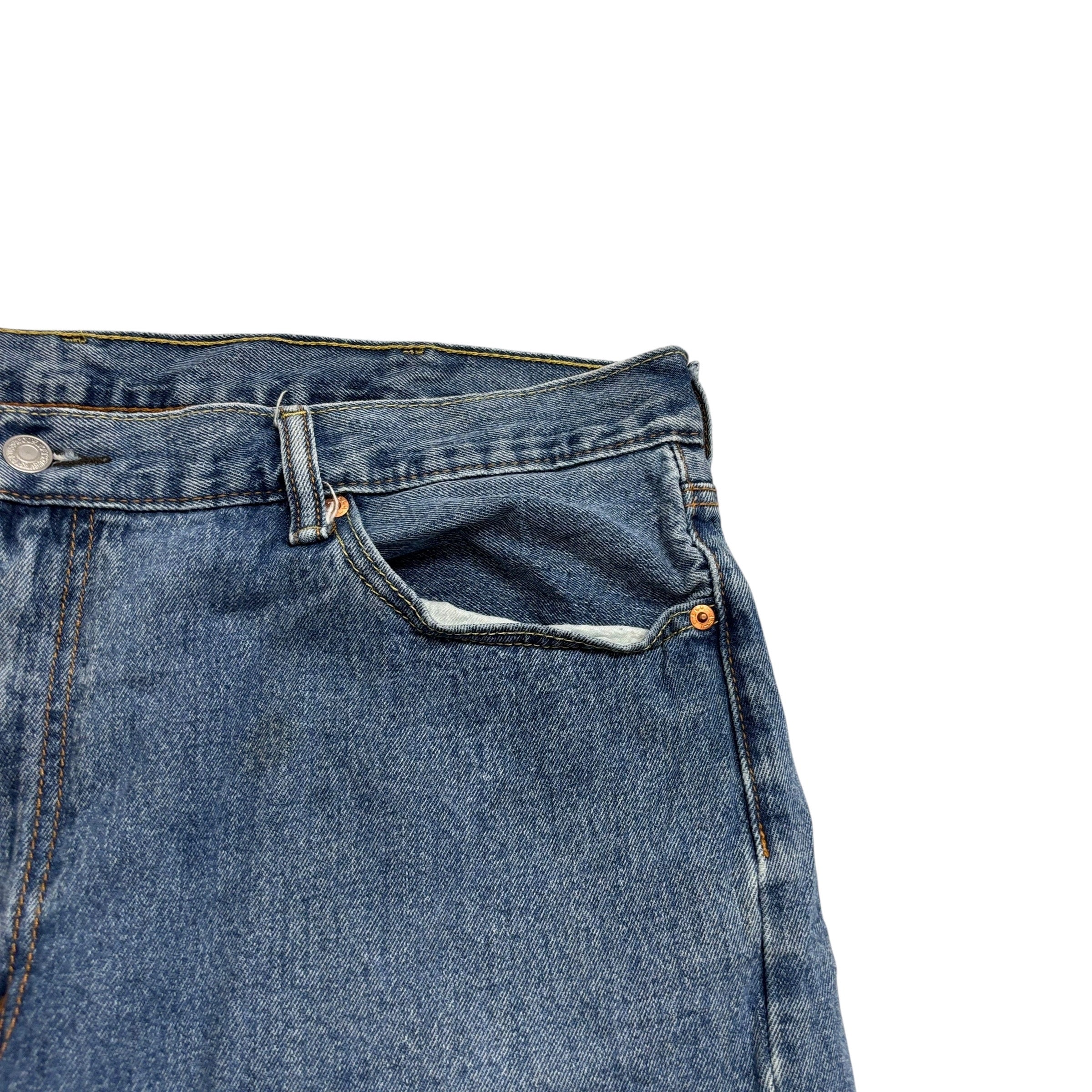 Levis 505 Jeans W33 L32 Mens Mid Blue Regular Straight Fit Denim (E)