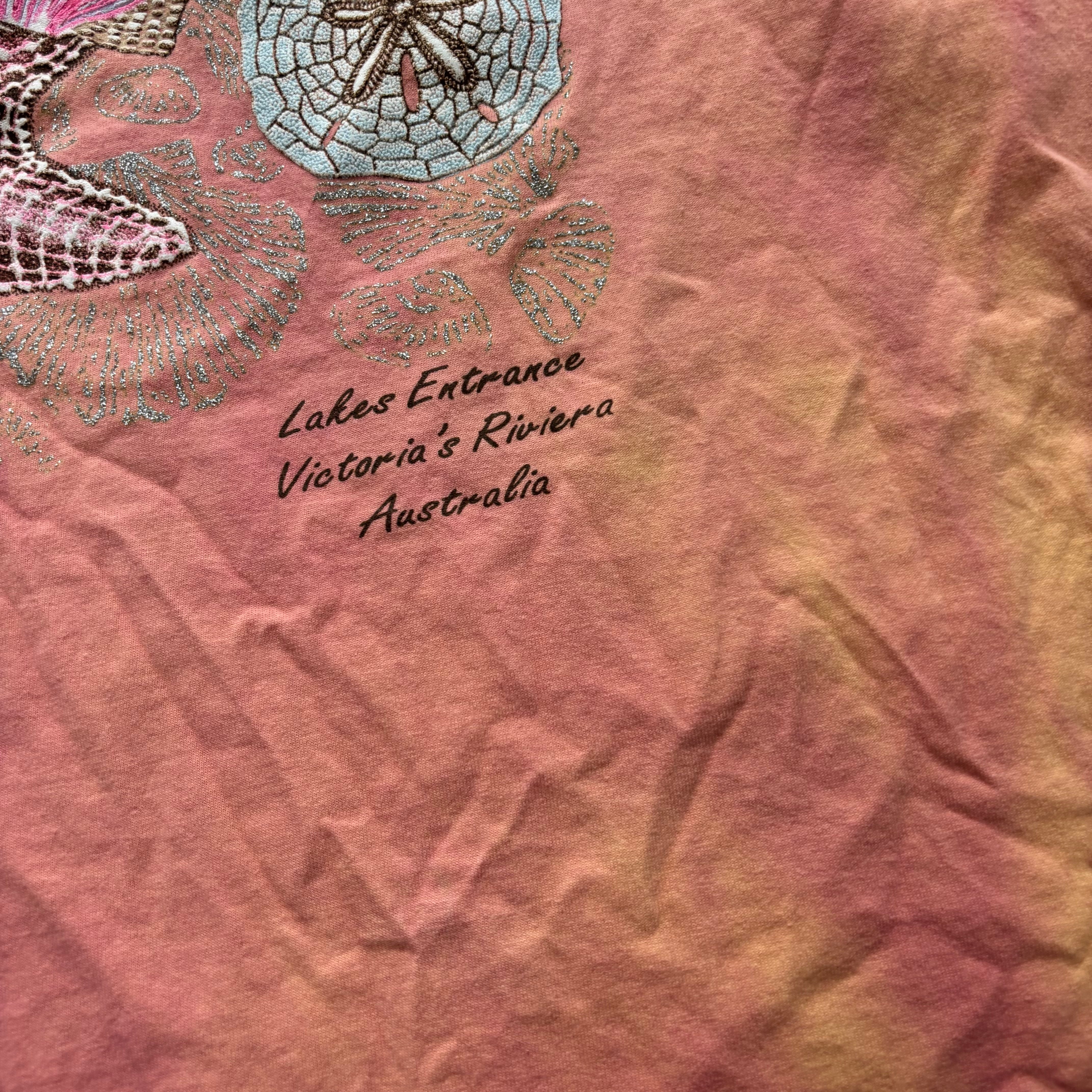 Vintage T Shirt Mens Large Pink Tie Die Single Stitch Graphic Print 90s Tourist (E)