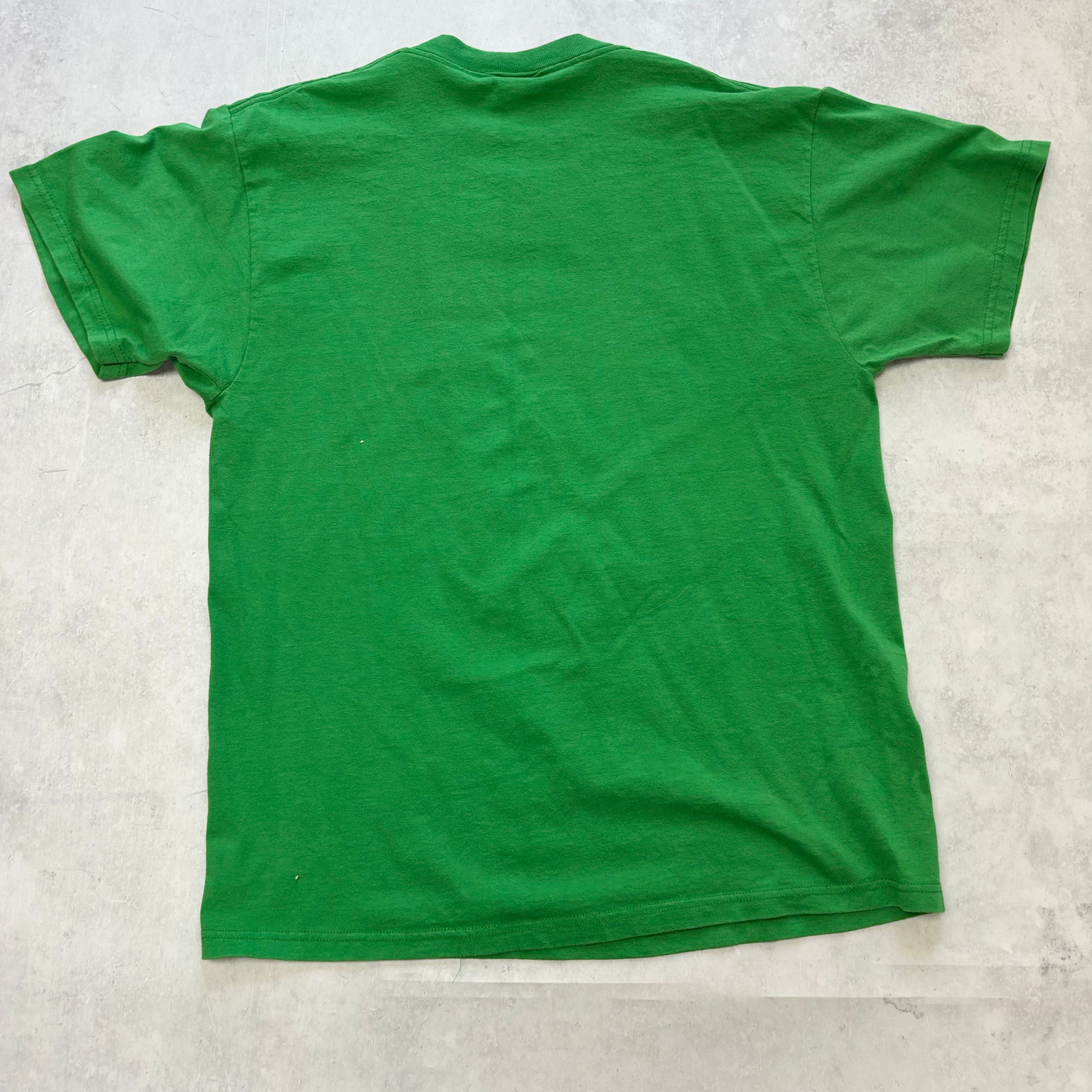Vintage T Shirt Mens Large Green Graphic Print 90s College Sports