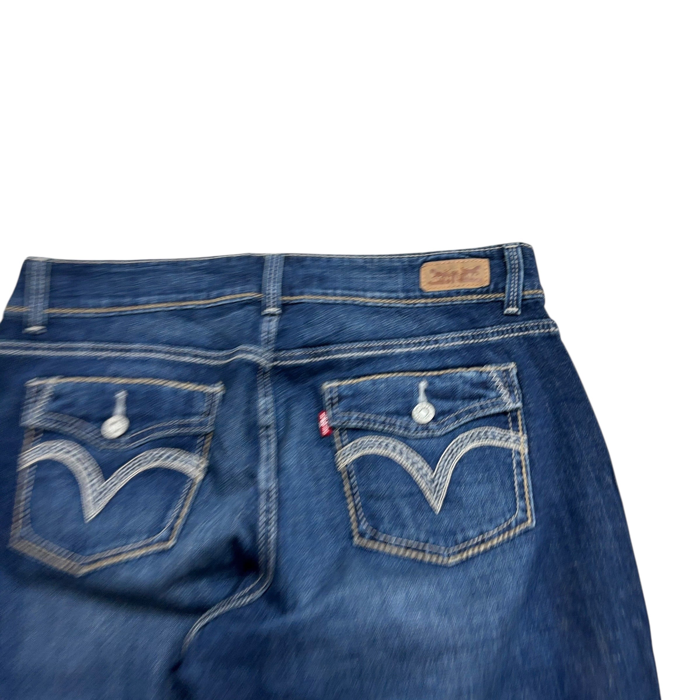 Levis 529 Jeans W32 L32 Womens Curvy Bootcut Dark Blue Stretch Denim (E)