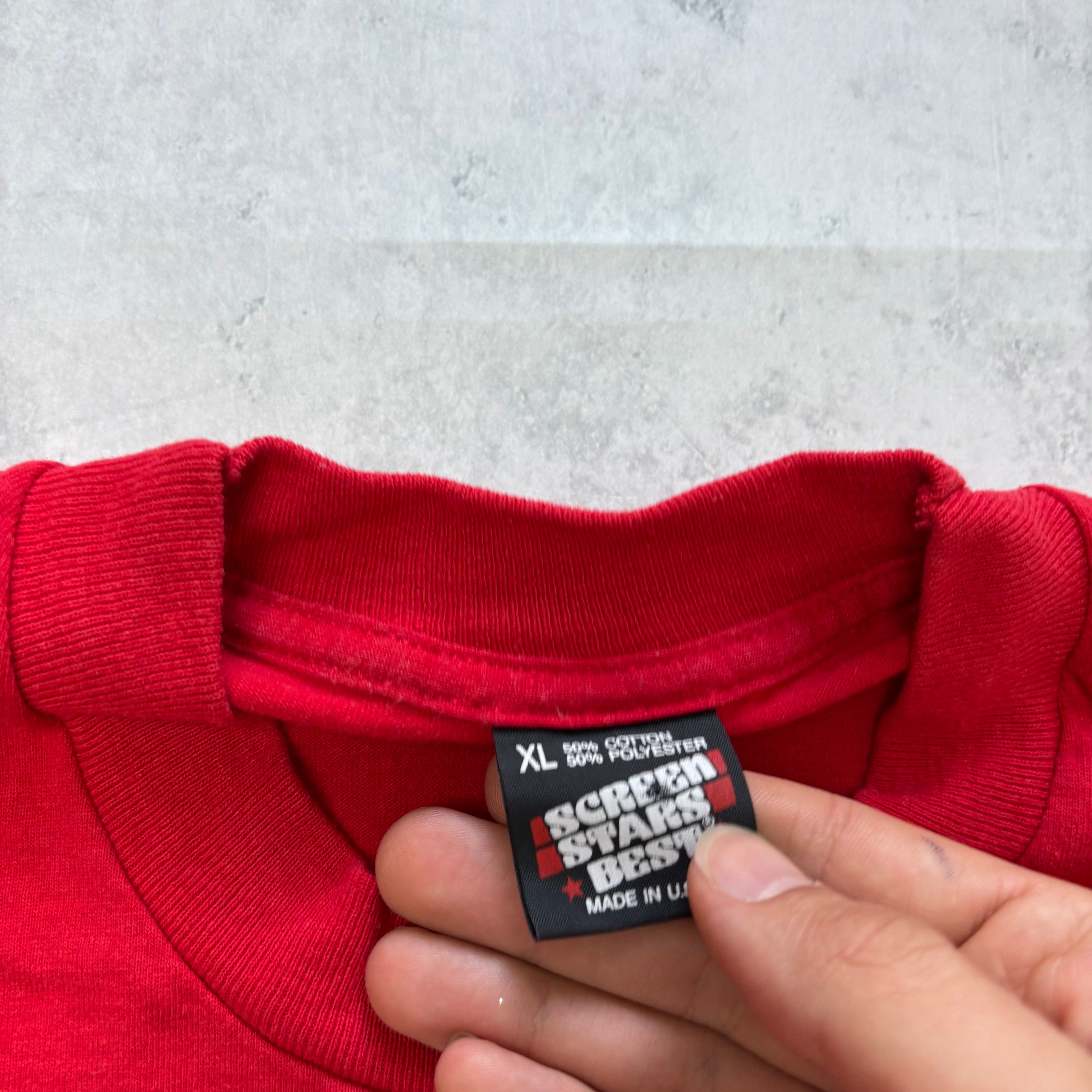 Vintage T Shirt Mens Large Red Single Stitch Graphic Print 90s Panda (E)