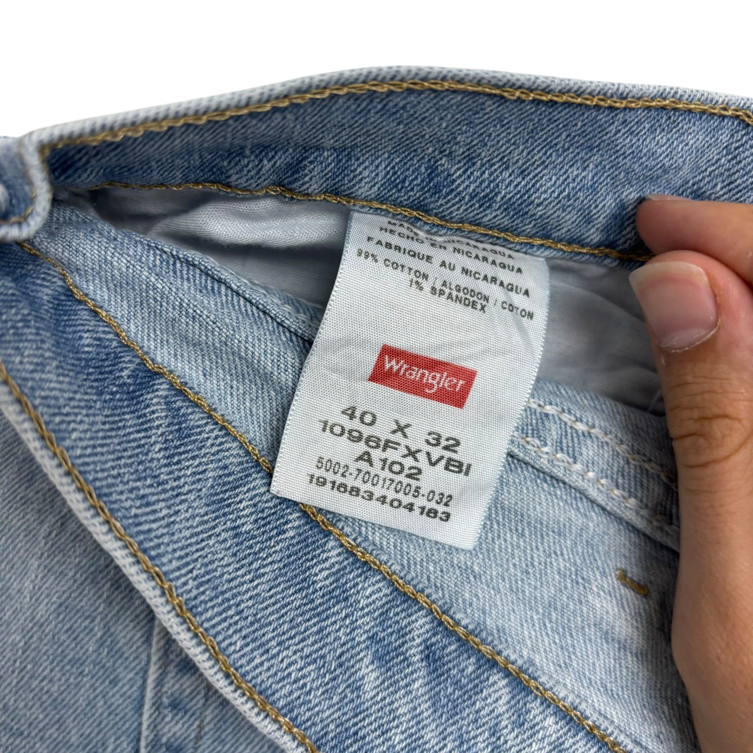 Wrangler Jeans W40 L32 Mens Light Blue Regular Straight Fit Stretch Denim (E)