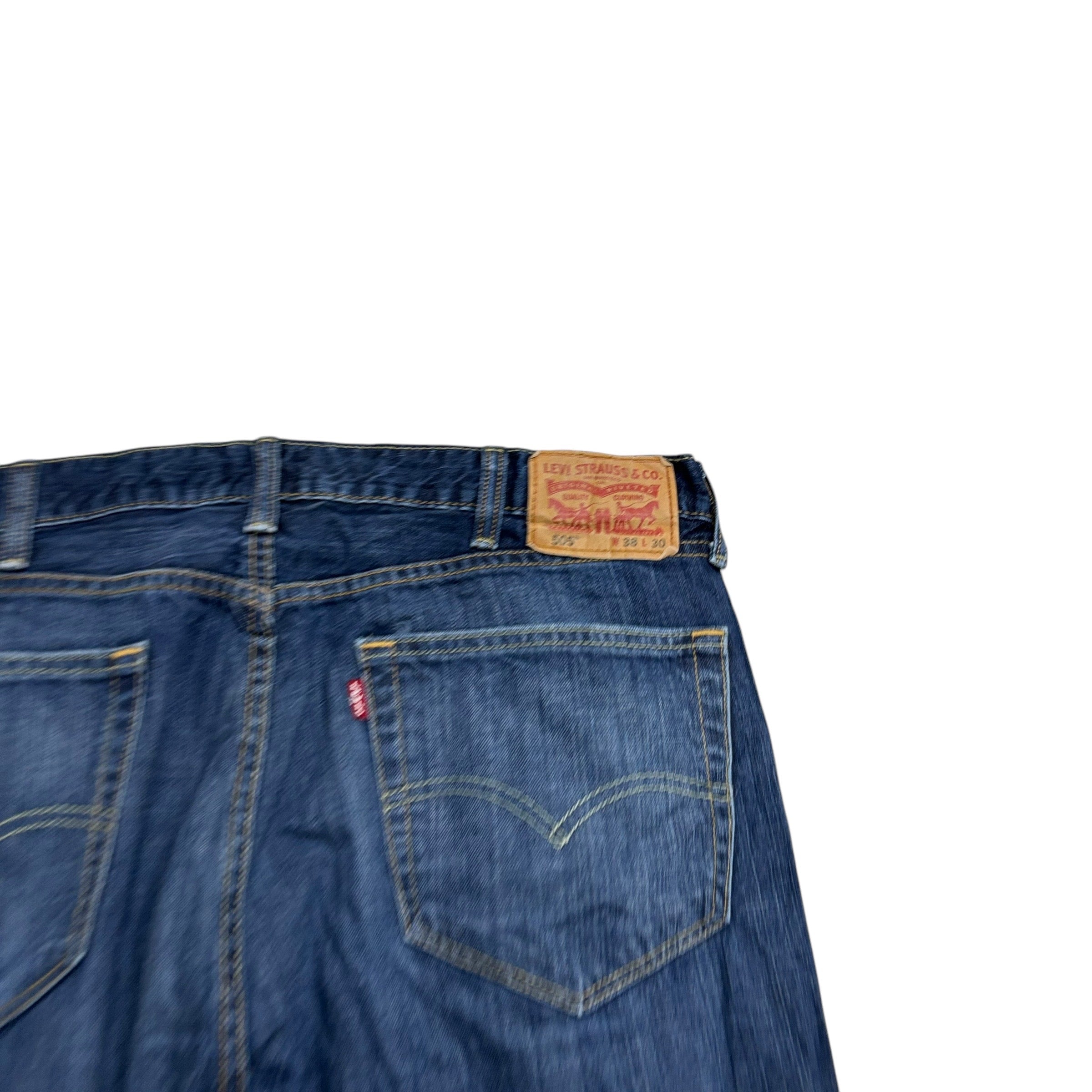 Levis 505 Jeans W38 L30 Mens Dark Blue Regular Straight Fit Denim