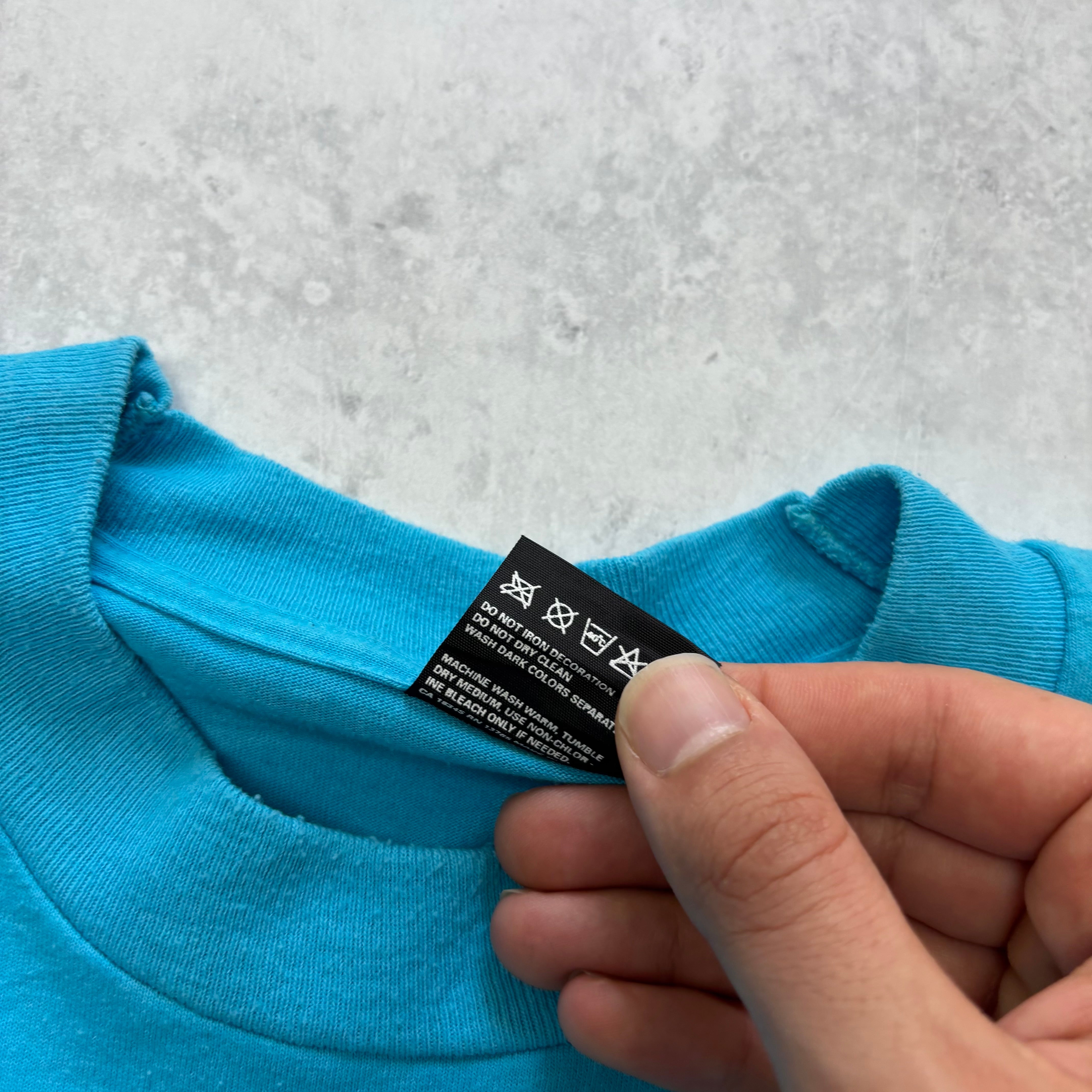 Vintage T Shirt Mens XL Blue Single Stitch Graphic Print 90s Cycling (E)