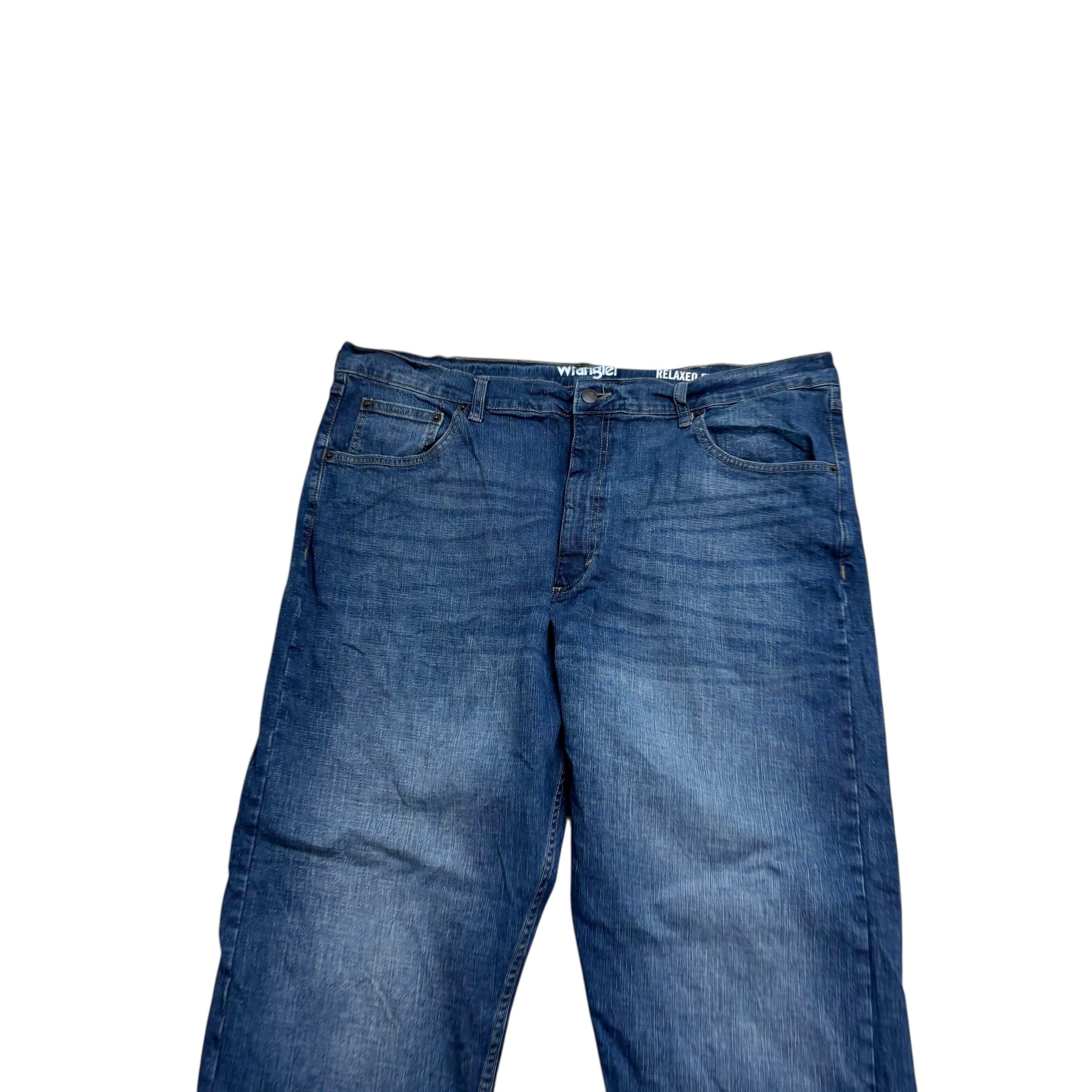 Wrangler Jeans W40 L30 Mens Mid Blue Relaxed Straight Fit Stretch Denim (E)