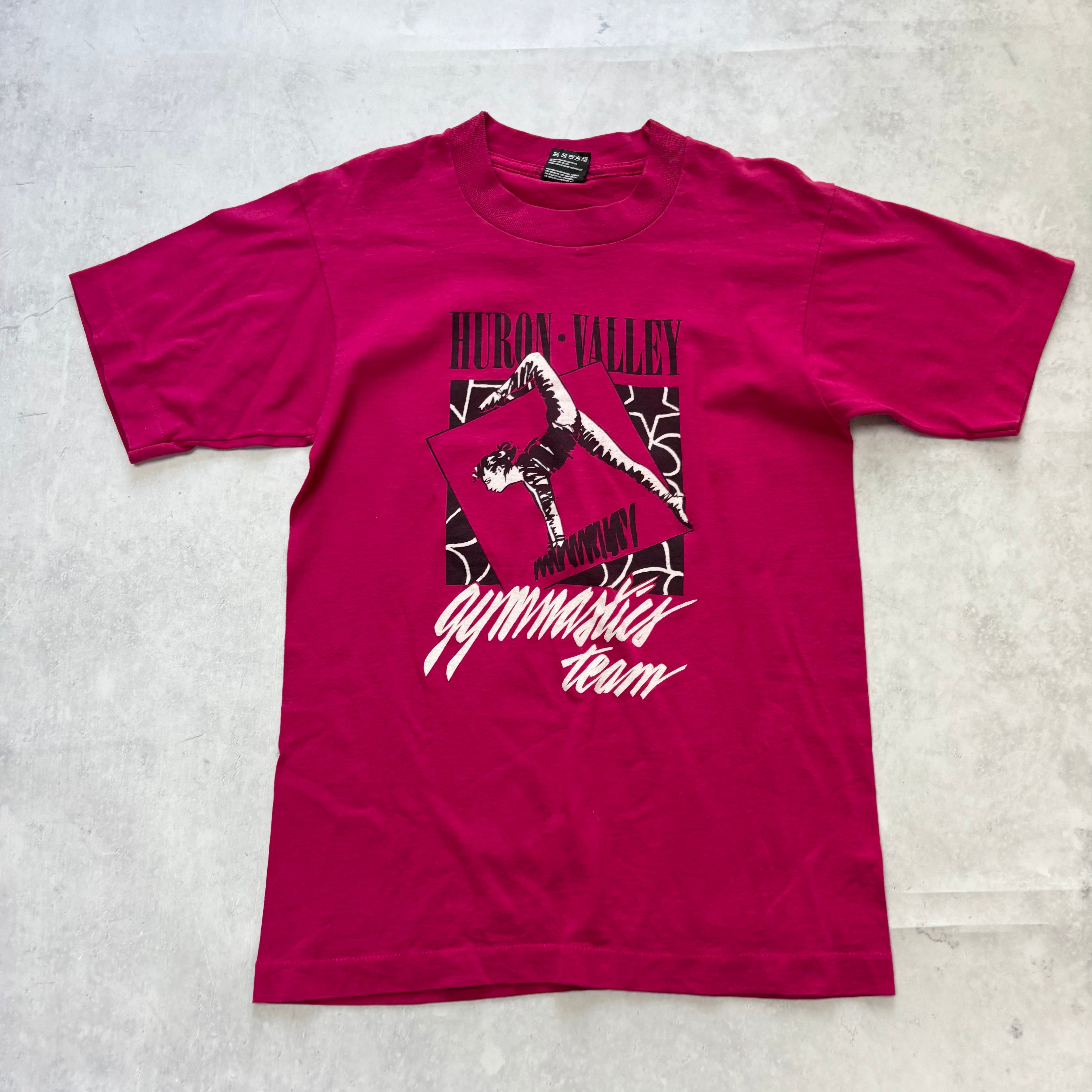 Vintage T Shirt Mens XS Pink Single Stitch Graphic Print 90s Gymnastics (E)