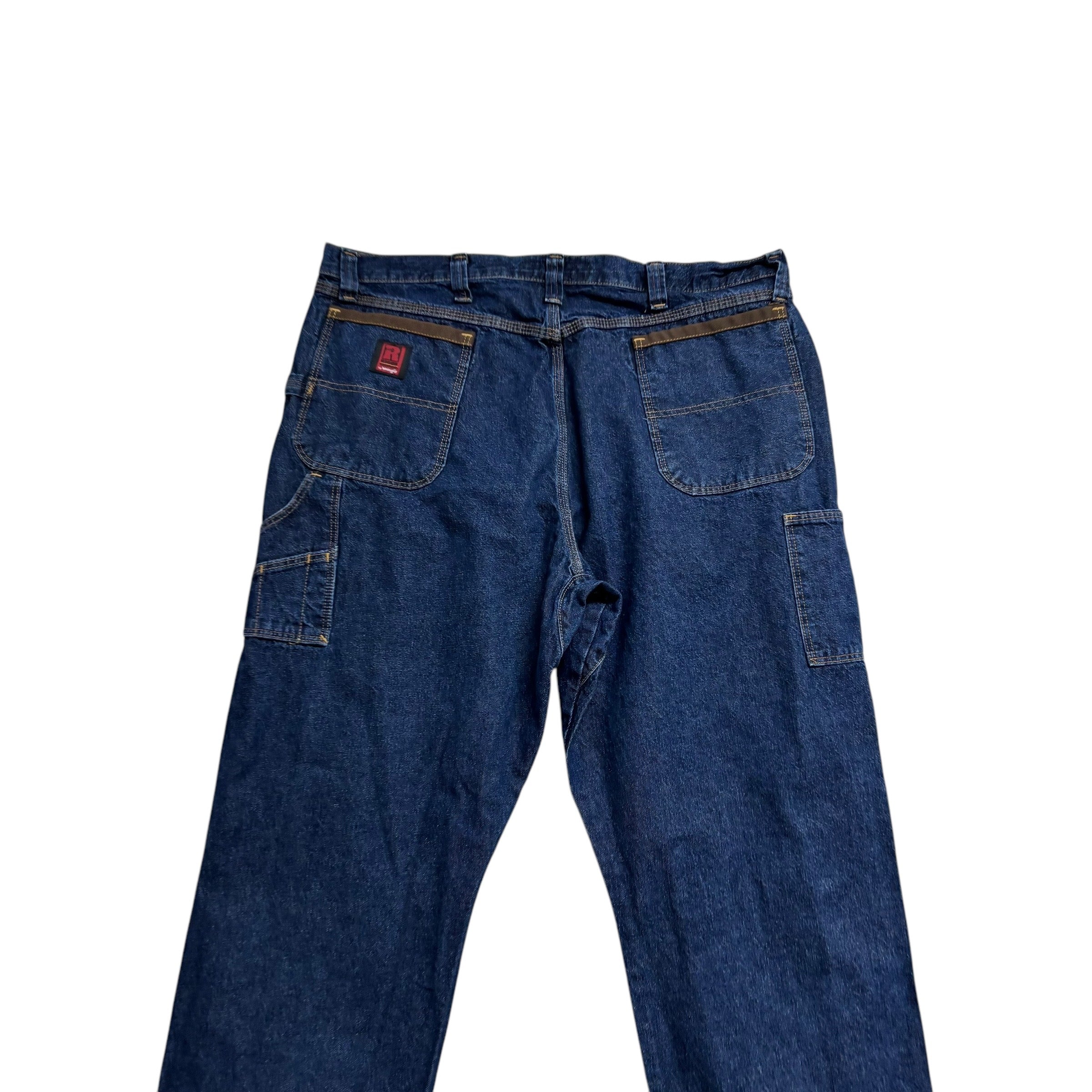 Wrangler Jeans W42 L30 Mens Dark Blue Relaxed Straight Fit Vintage Denim (E)