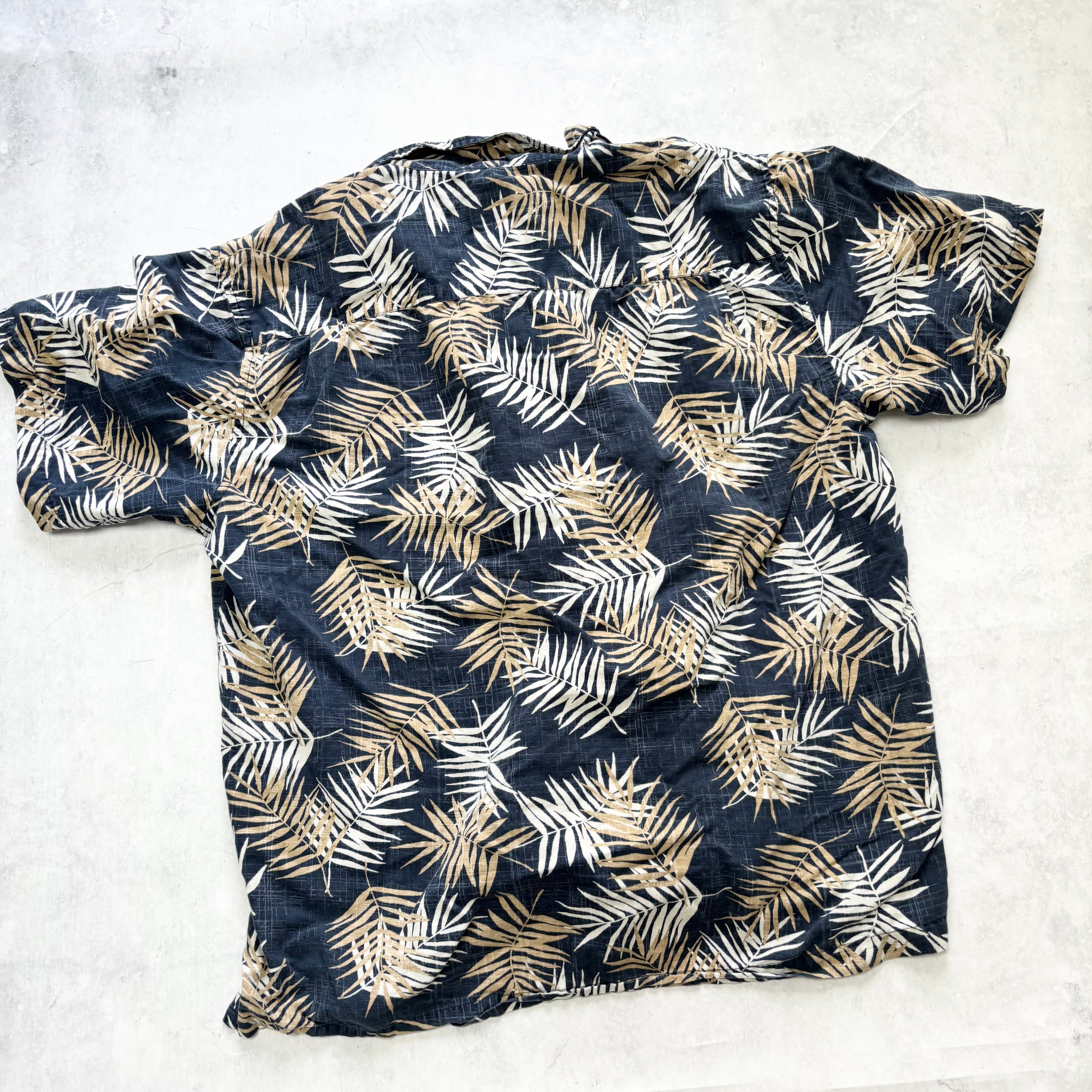 Eddie Bauer Hawaiian Shirt Mens XL Blue Floral Aloha Short Sleeve Cotton (E)