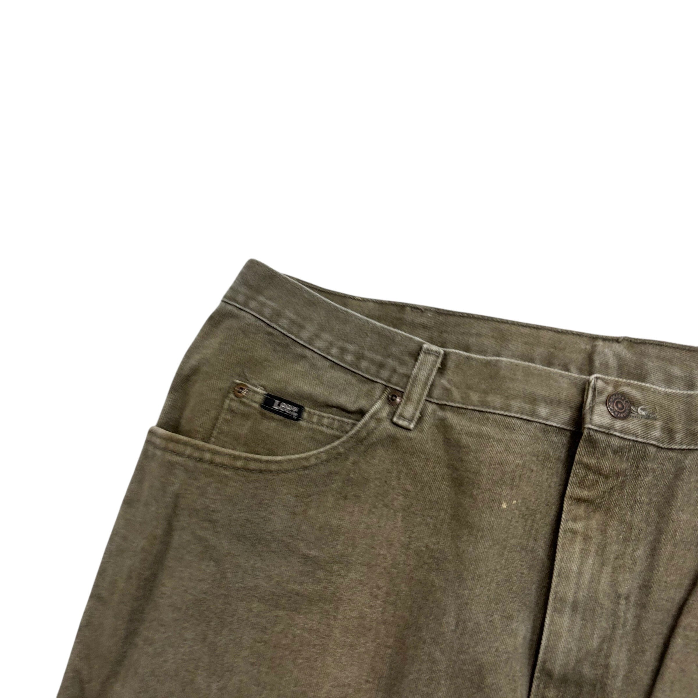 Lee Jeans W40 L30 Mens Green Regular Straight Fit Vintage Denim