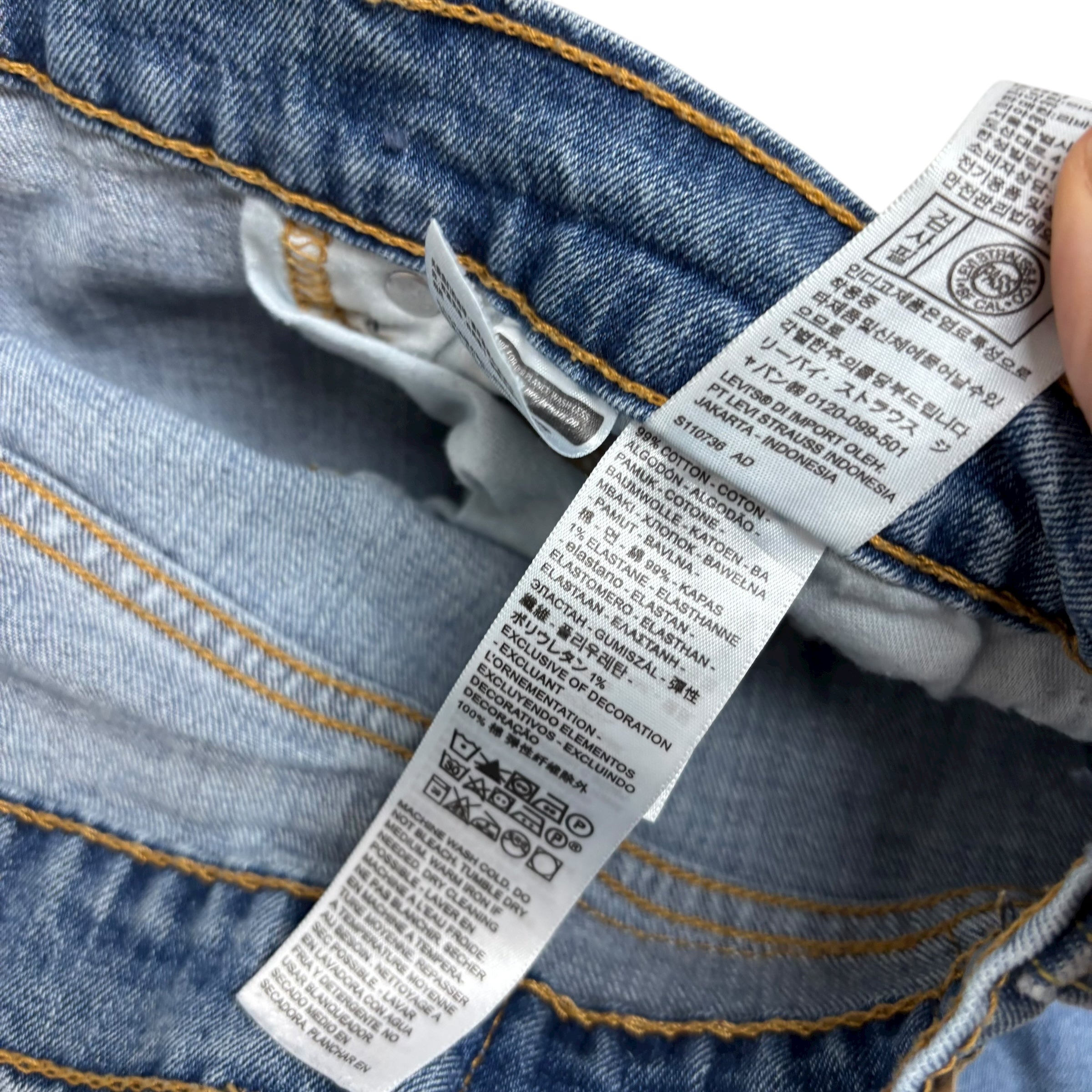 Levis 550 Jeans W38 L38 Mens Light Blue Relaxed Straight Fit Stretch Denim (E)