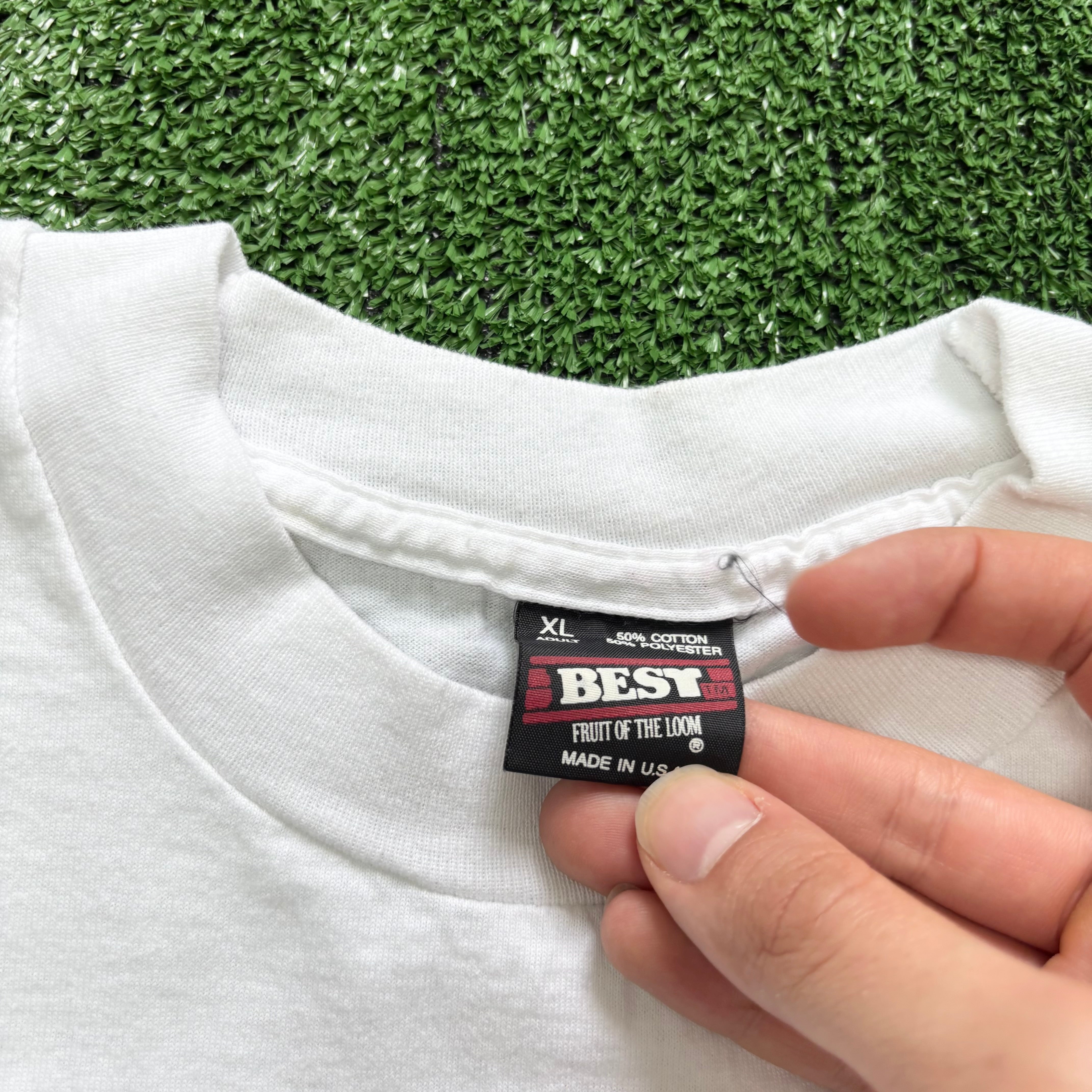 Vintage T Shirt Mens XL White Single Stitch Graphic Print 90s (F)