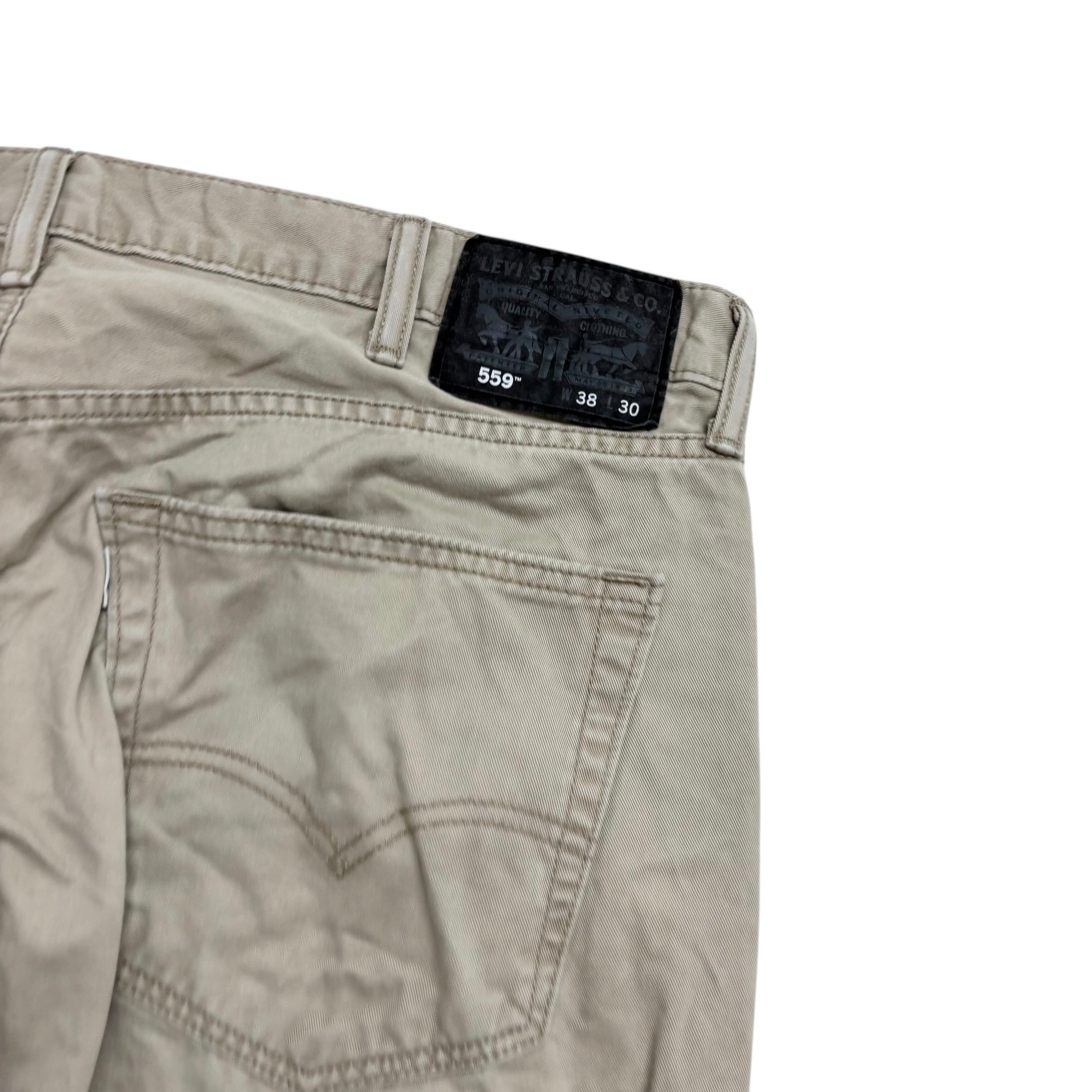 Levis 559 Trousers W38 L30 Mens Cream Baggy Relaxed Straight Fit Pants (E)