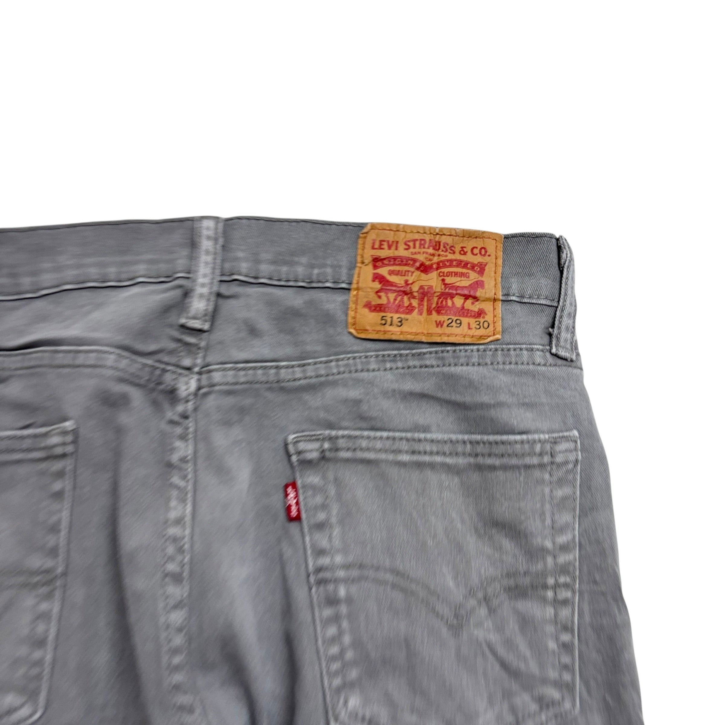 Levis 513 Jeans W29 L30 Mens Grey Slim Straight Fit Stretch Denim (E)