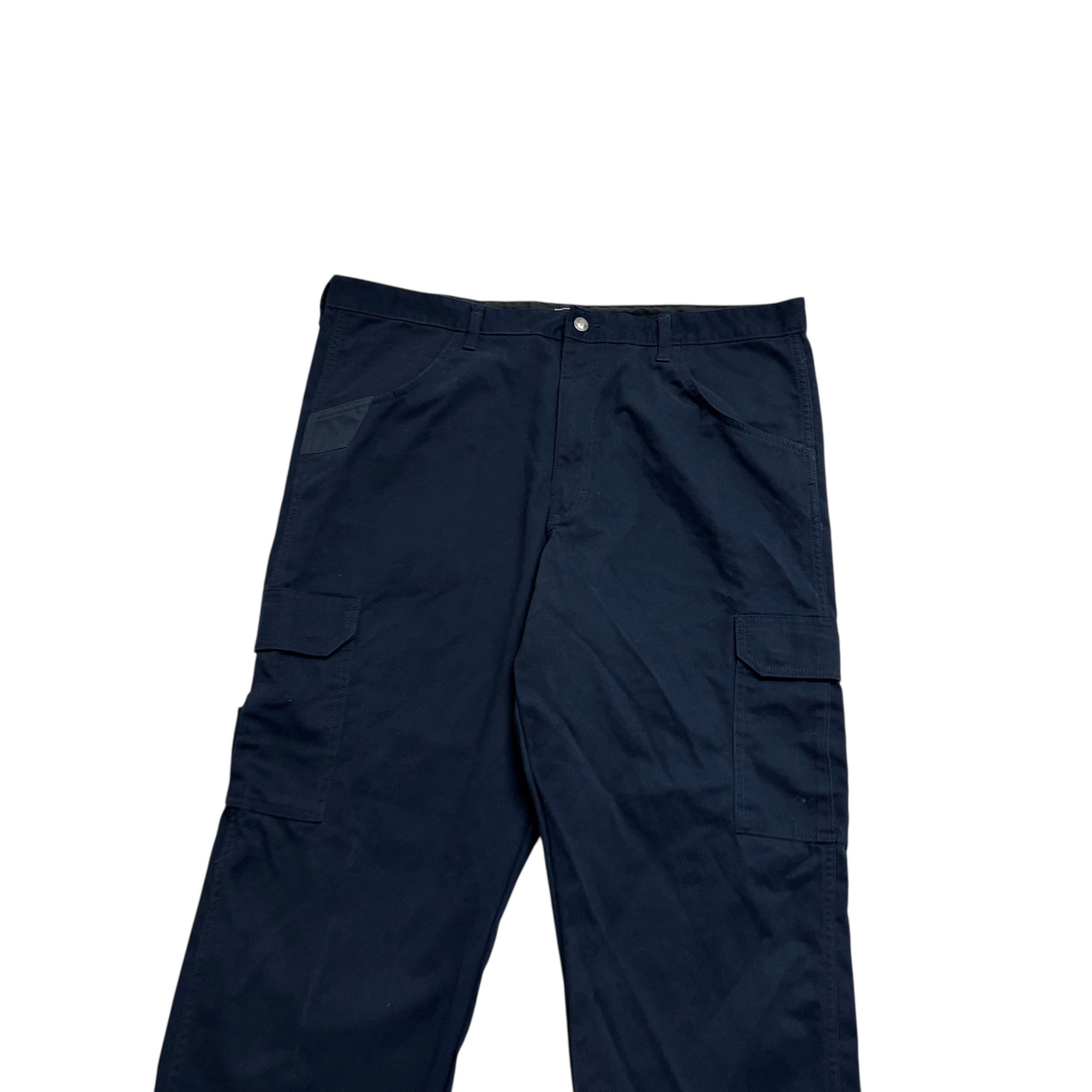 Wrangler Cargo Pants W40 L32 Mens Navy Blue Relaxed Straight Fit Trousers (E)