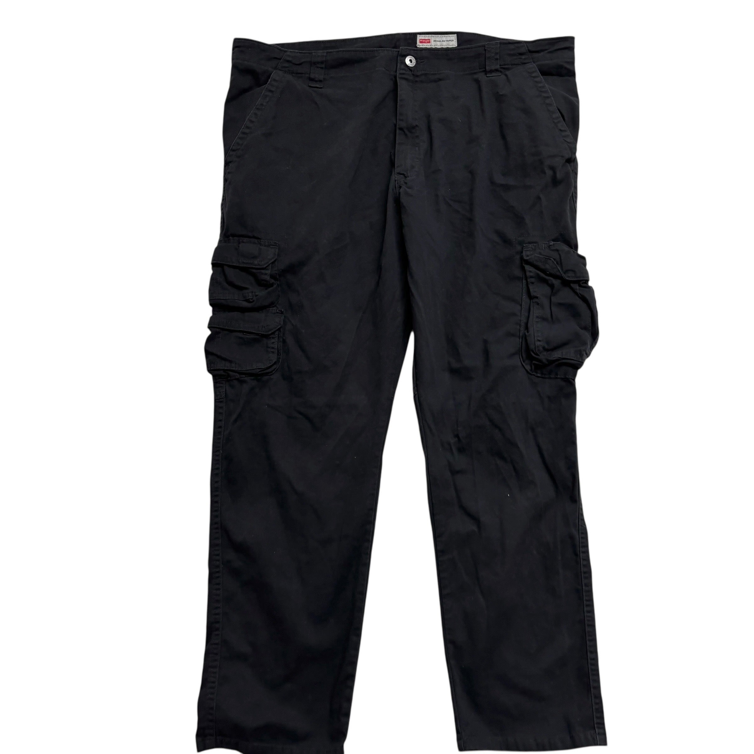 Wrangler Cargo Pants W42 L29 Mens Black Regular Tapered Fit Stretch (E)