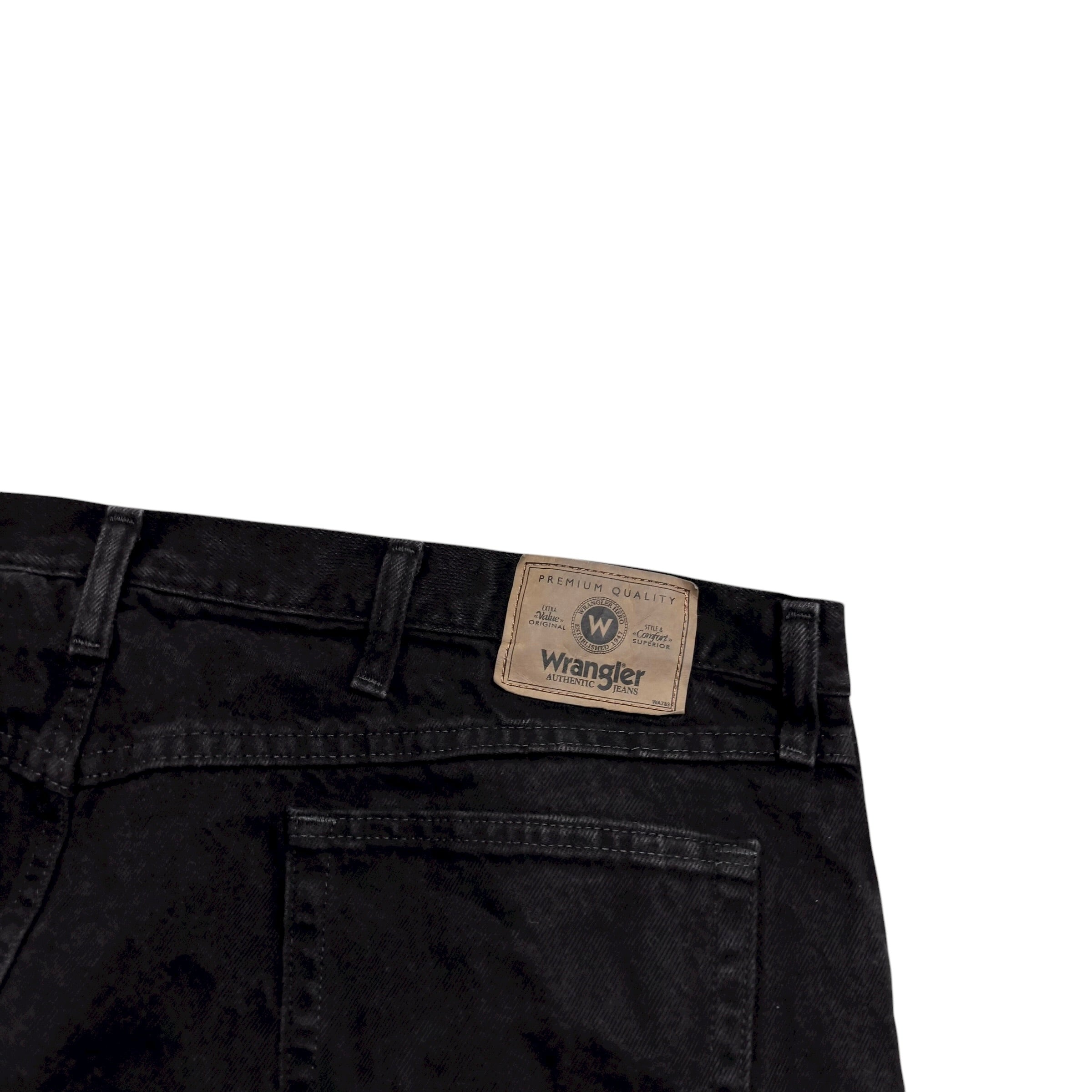 Wrangler Jeans W44 L32 Mens Black Relaxed Straight Fit Baggy Denim (E)