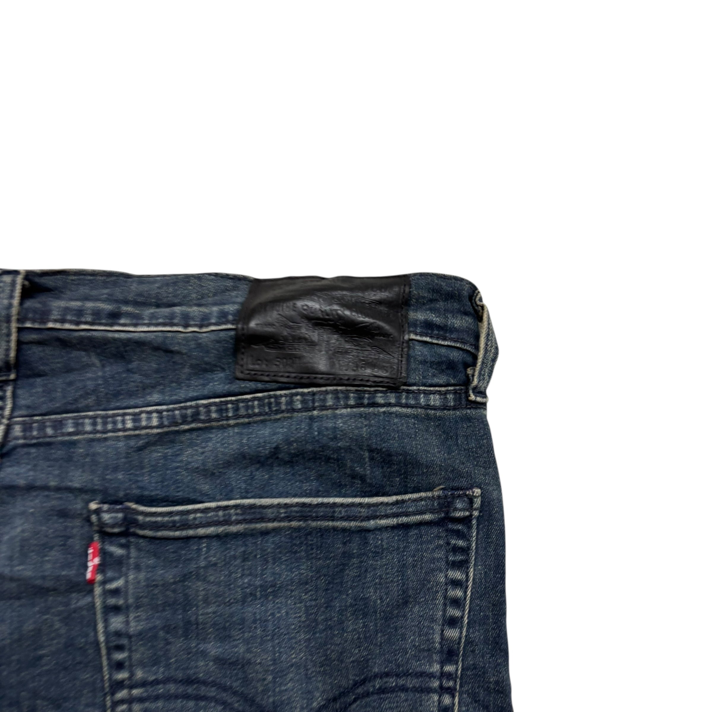 Levis 502 Jeans W36 L30 Mens Navy Blue Regular Tapered Fit Stretch Denim (F)