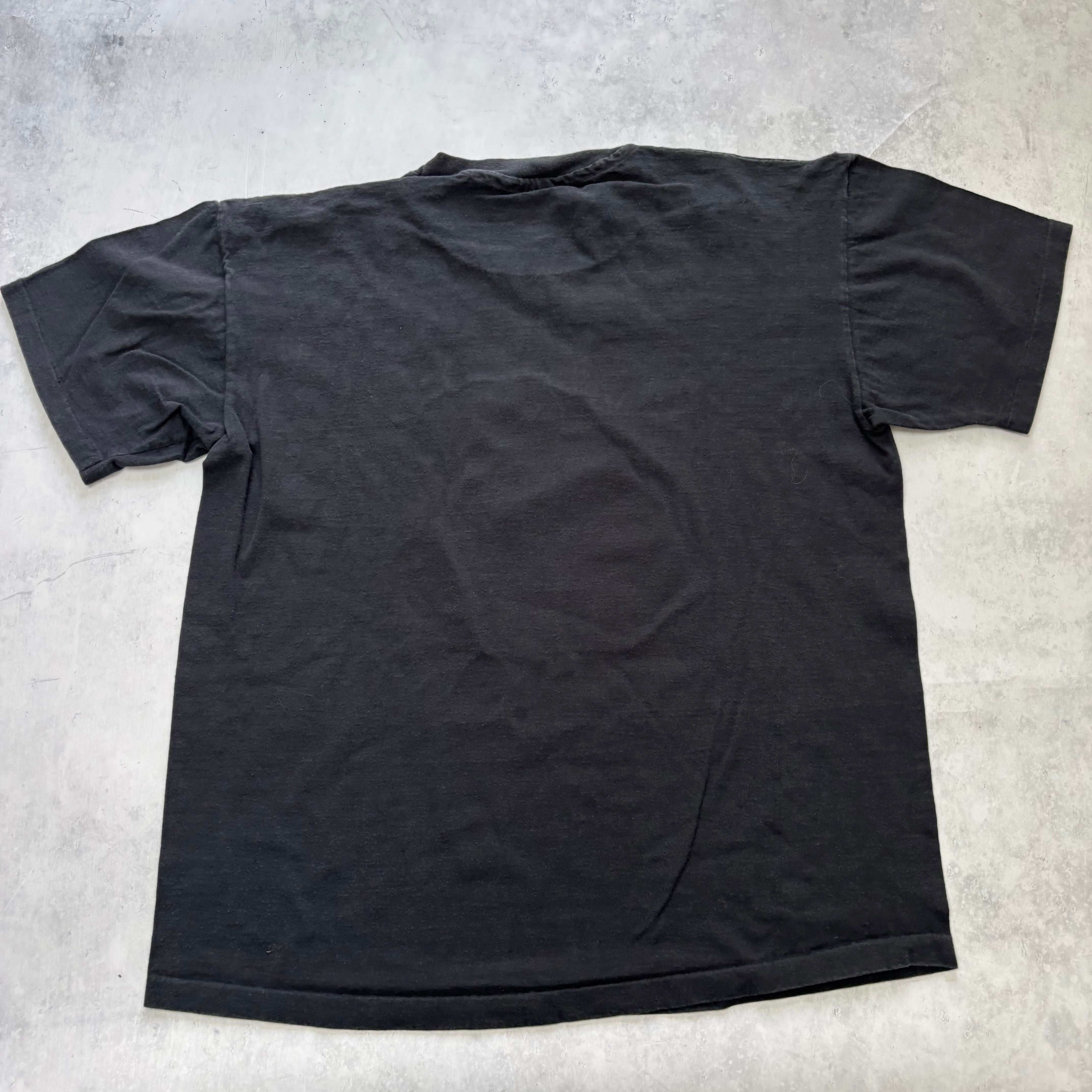 Vintage T Shirt Mens Large Black Single Stitch Graphic Print 90s USA Naval