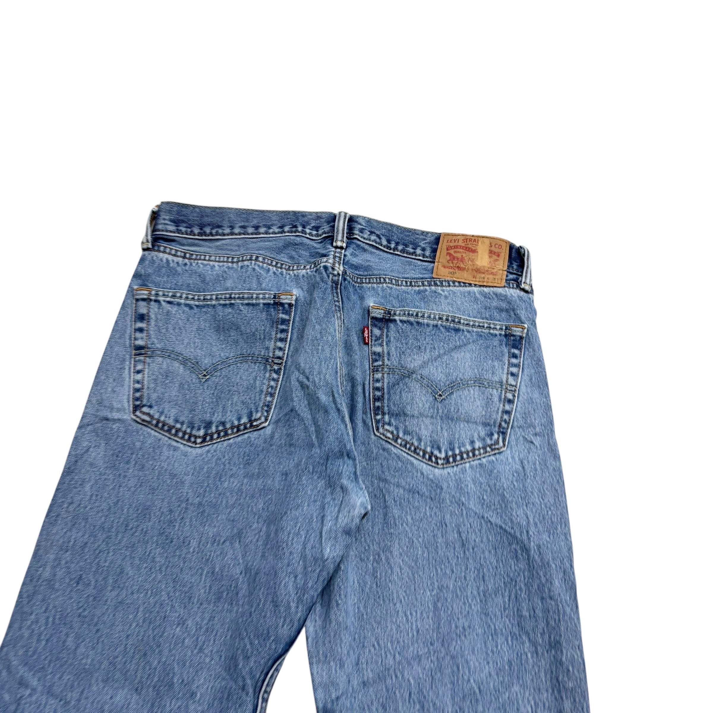 Levis 505 Jeans W34 L31 Mens Light Blue Regular Straight Fit Denim