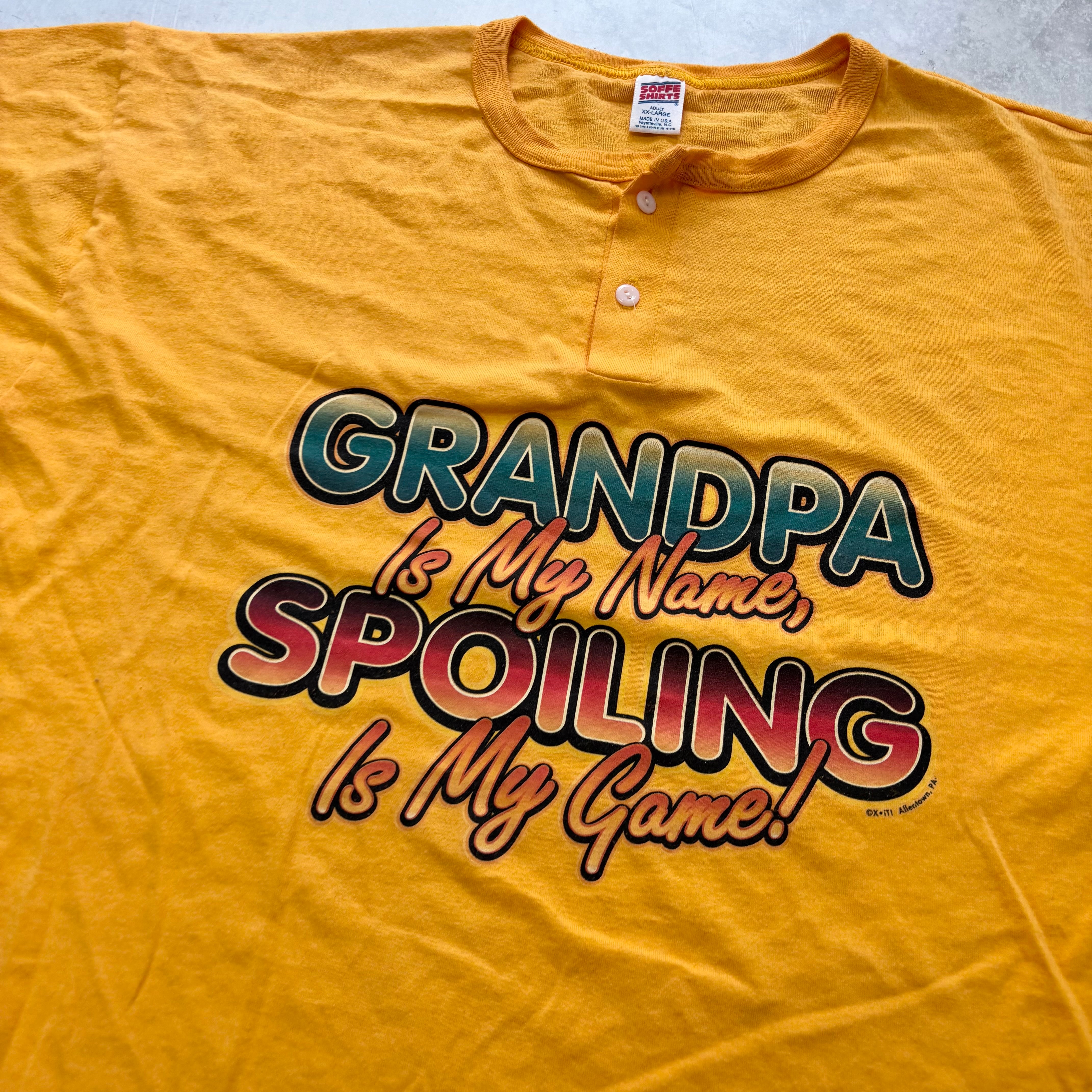 Vintage T Shirt Mens XXL Yellow Single Stitch Graphic Print 90s Funny (E)