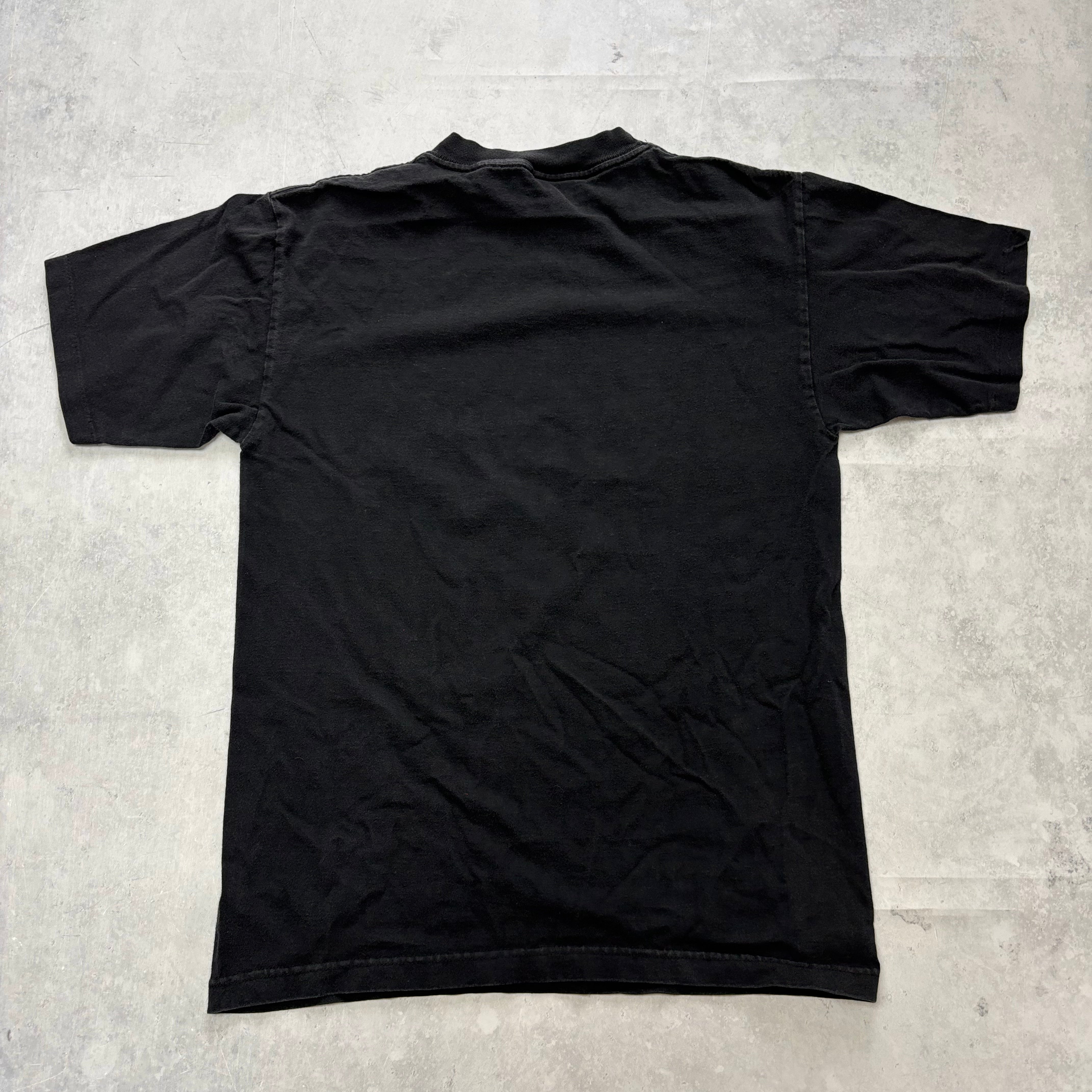 Vintage T Shirt Mens Small Black Single Stitch Graphic Print 90s USA (E)