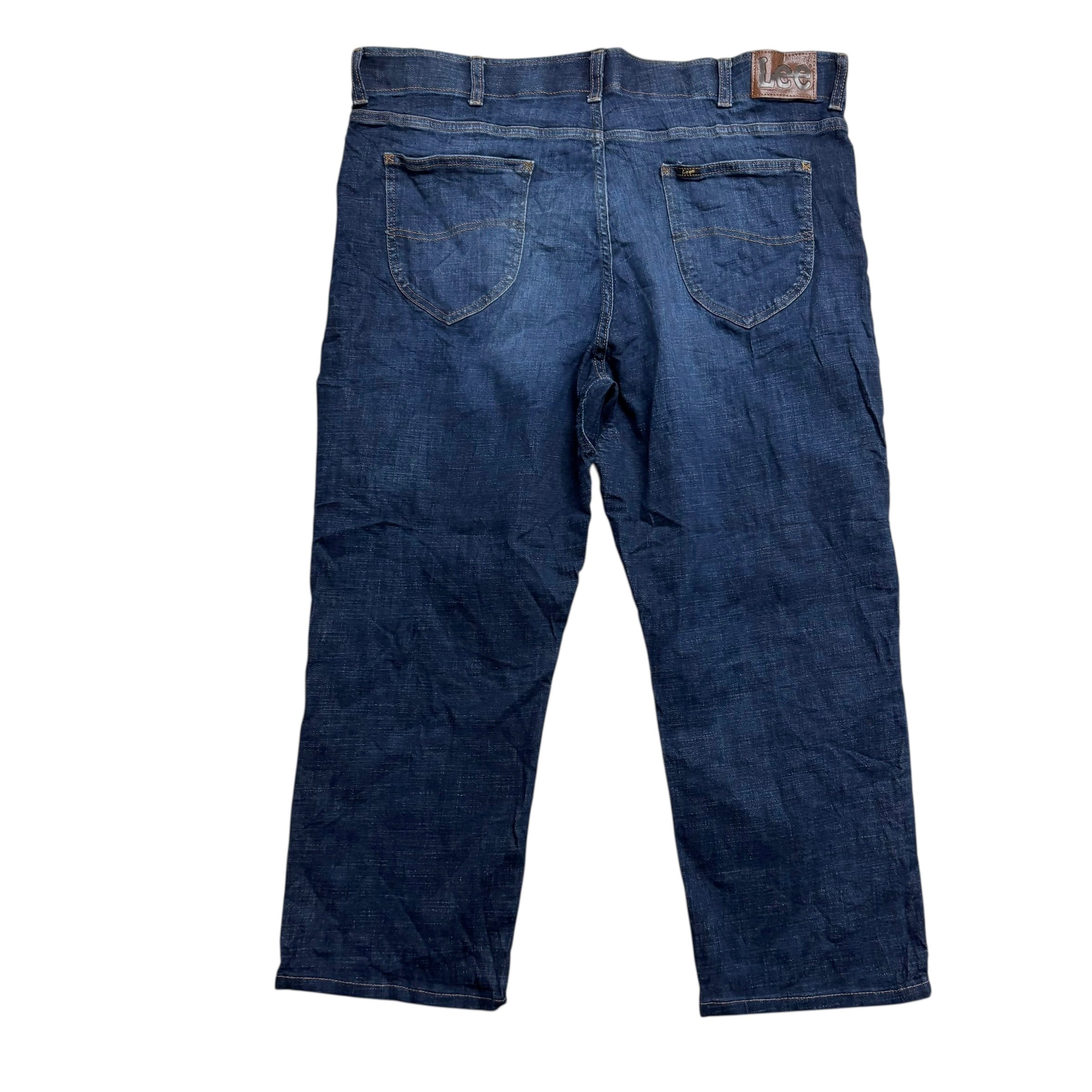 Lee Jeans W42 L25 Mens Dark Blue Relaxed Straight Fit Stretch Denim (E)