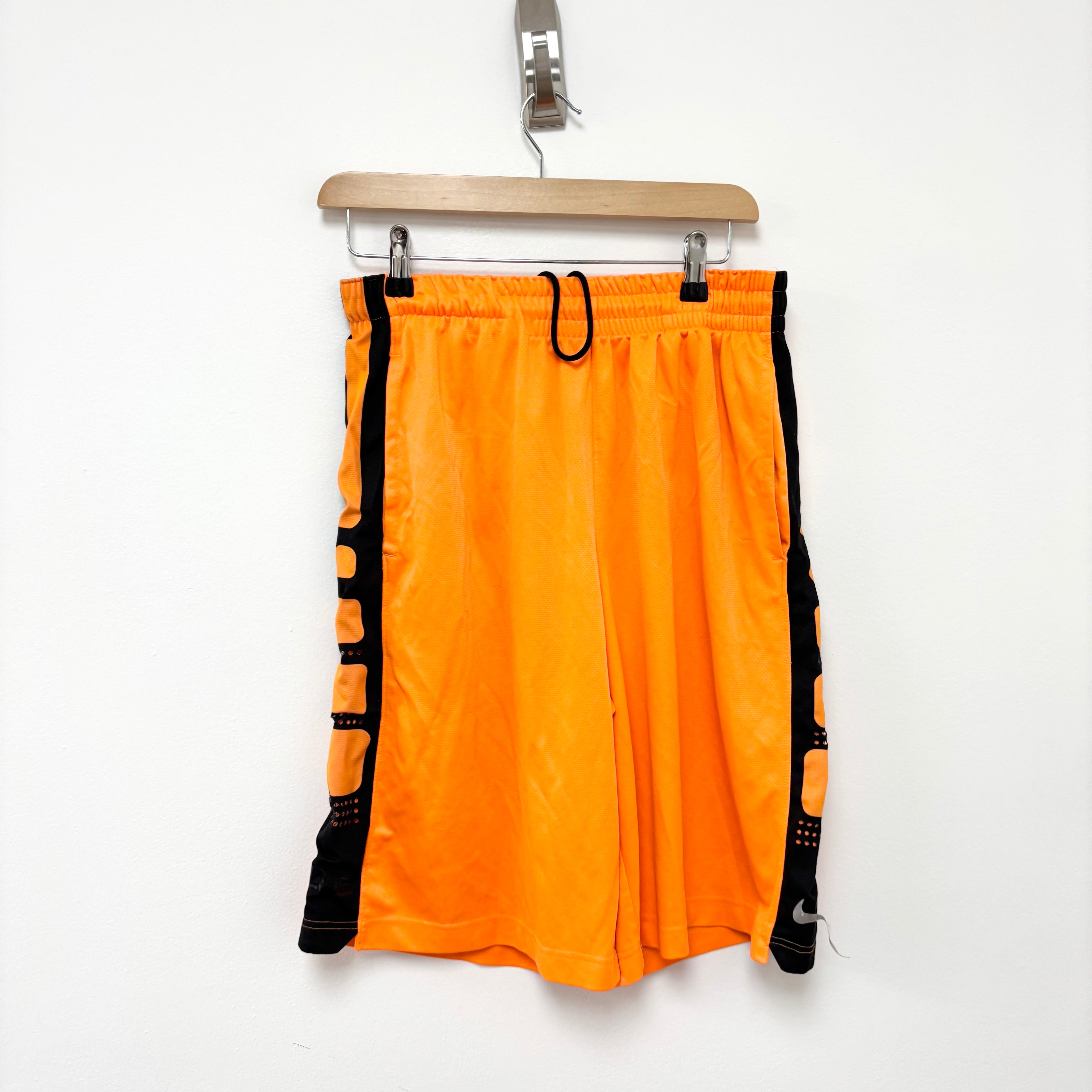 Nike Shorts Mens Medium Orange Dri Fit Running Sports Gym Athletic Pockets (F)