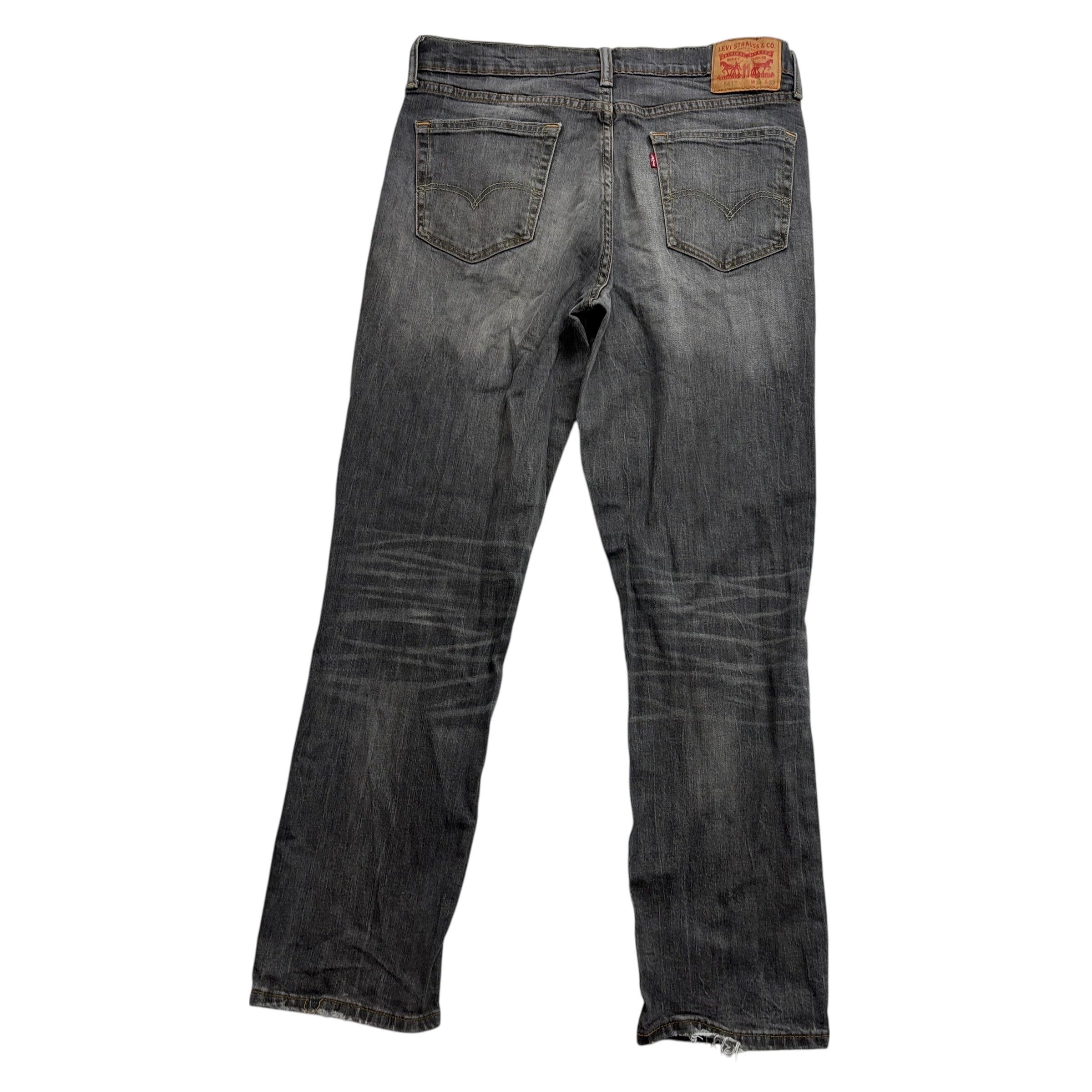 Levis 541 Jeans W34 L32 Mens Grey Athletic Tapered Fit Stretch Denim (F)