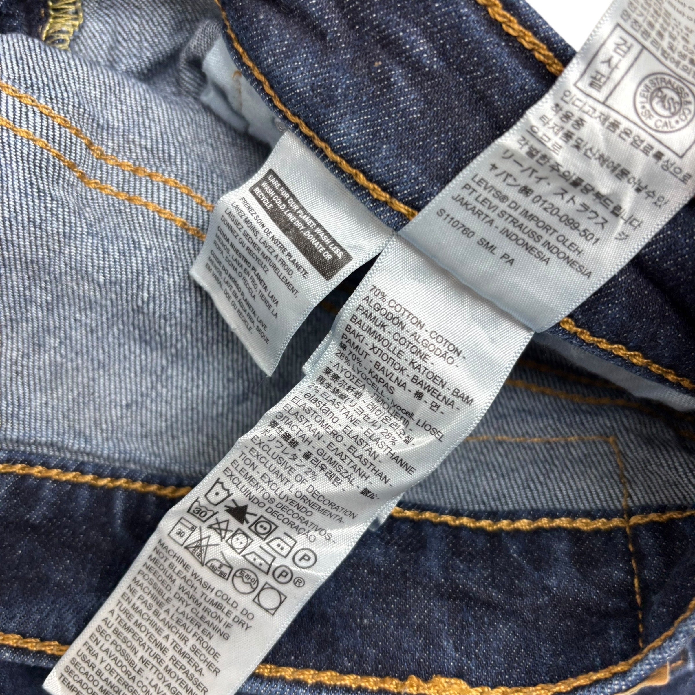 Levis 513 Jeans W30 L30 Mens Dark Blue Slim Straight Fit Stretch Denim (E)