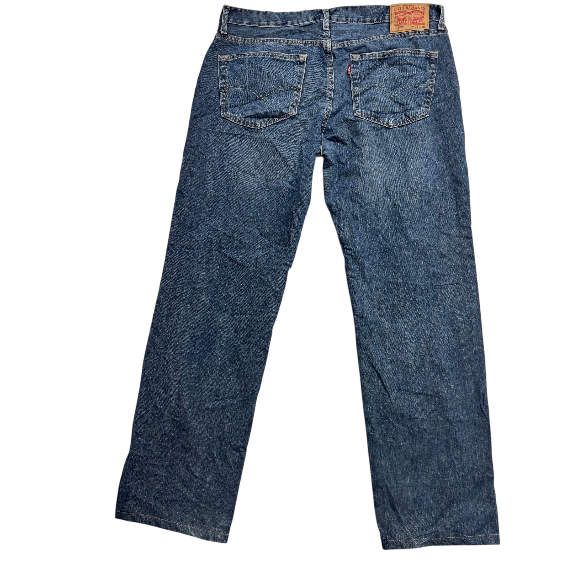 Levis 559 Jeans W36 L32 Mens Mid Blue Baggy Relaxed Straight Fit Denim (E)
