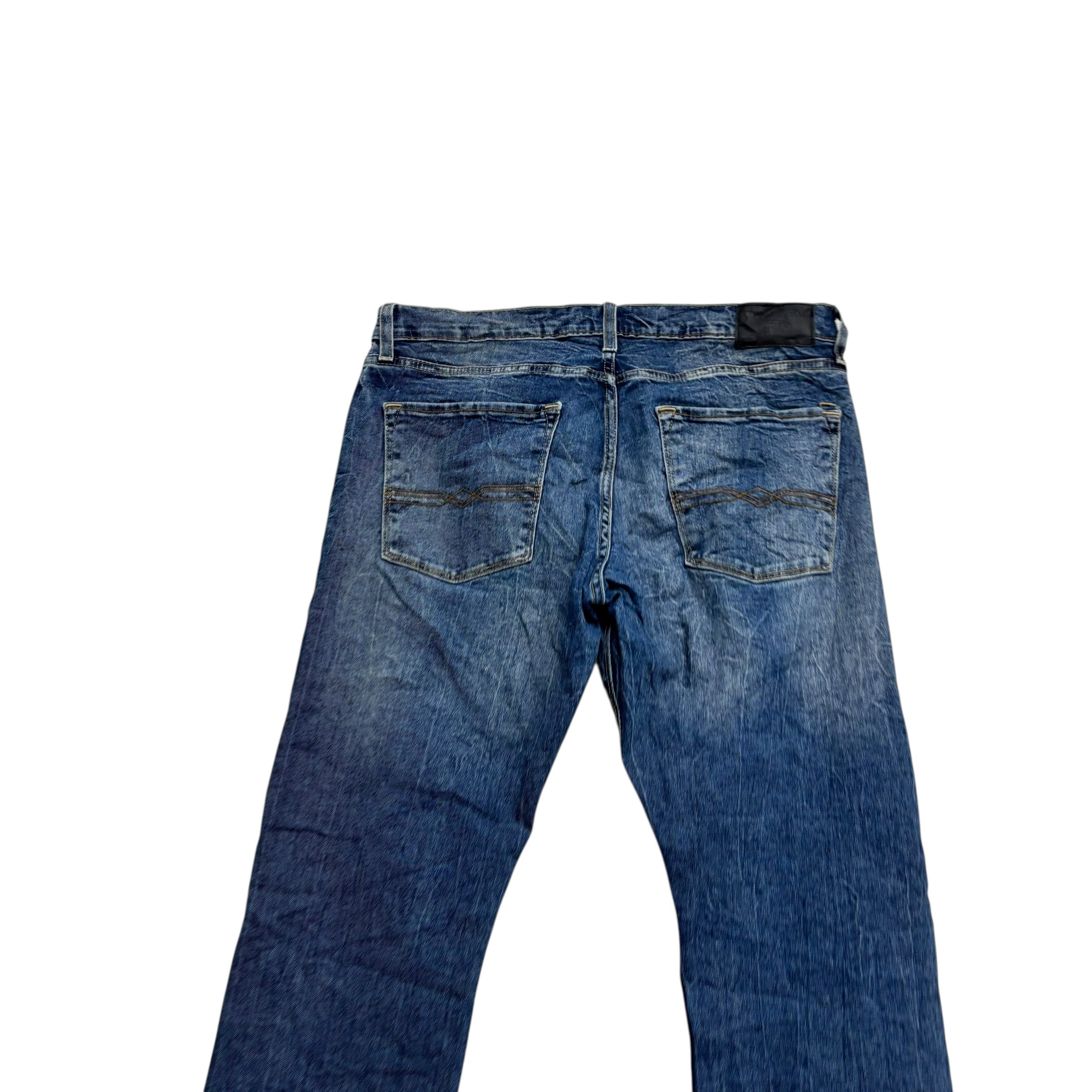 Levis Denizen Jeans W34 L32 Mens Mid Blue Slim Straight Fit Stretch Denim (E)