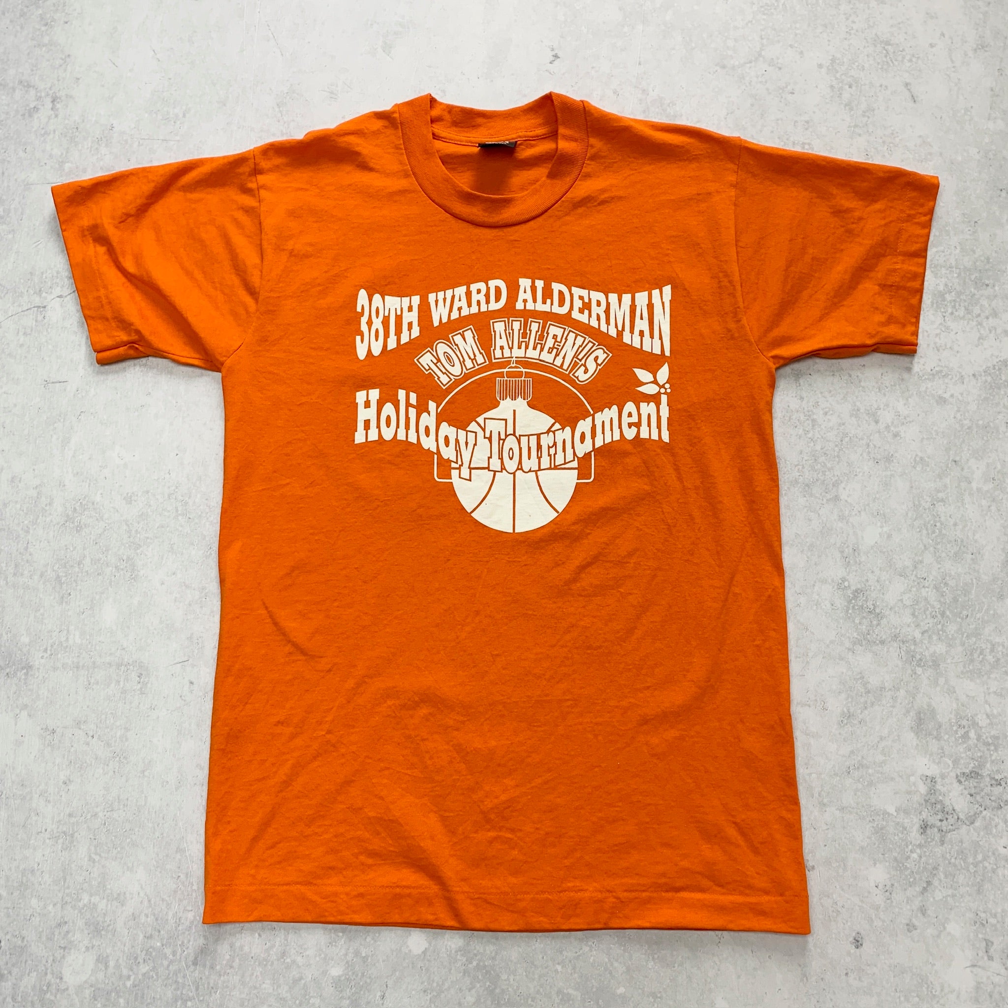 Vintage T Shirt Mens Medium Orange Single Stitch Graphic Print 90s USA (E)