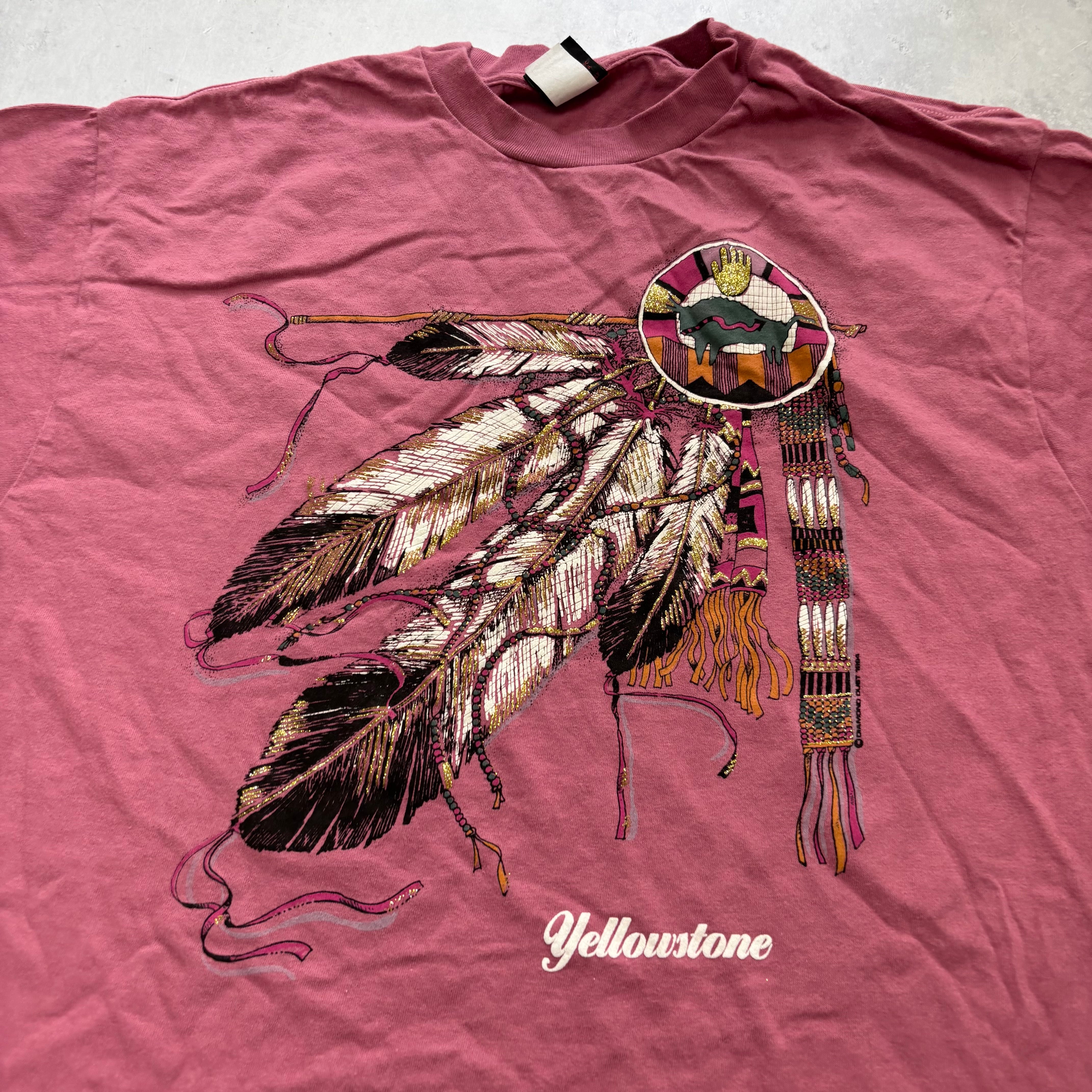 Vintage T Shirt Mens XL Pink Single Stitch Graphic Print 90s Nature