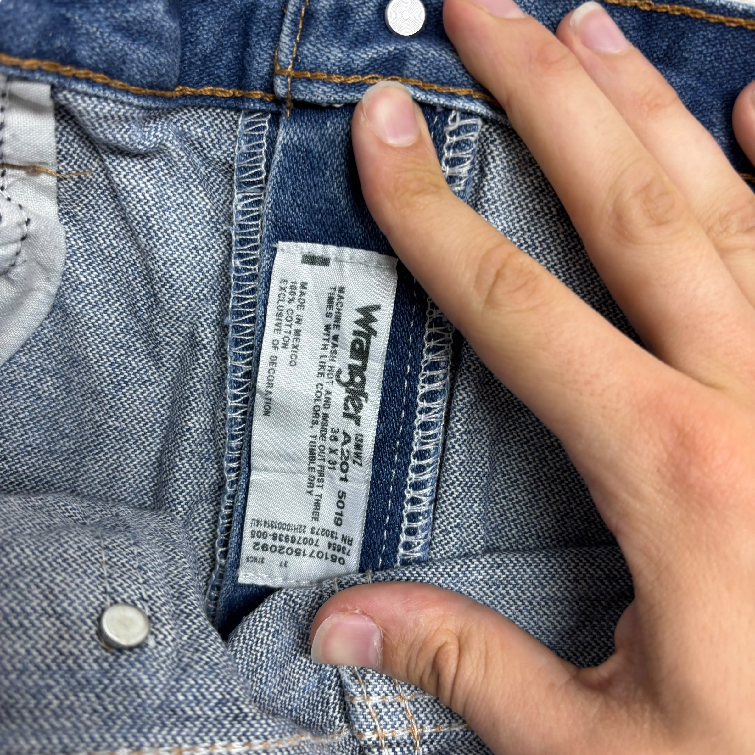 Wrangler Jeans Cowboy Cut W36 L31 Mens Mid Blue 13MWZ Original Fit Denim