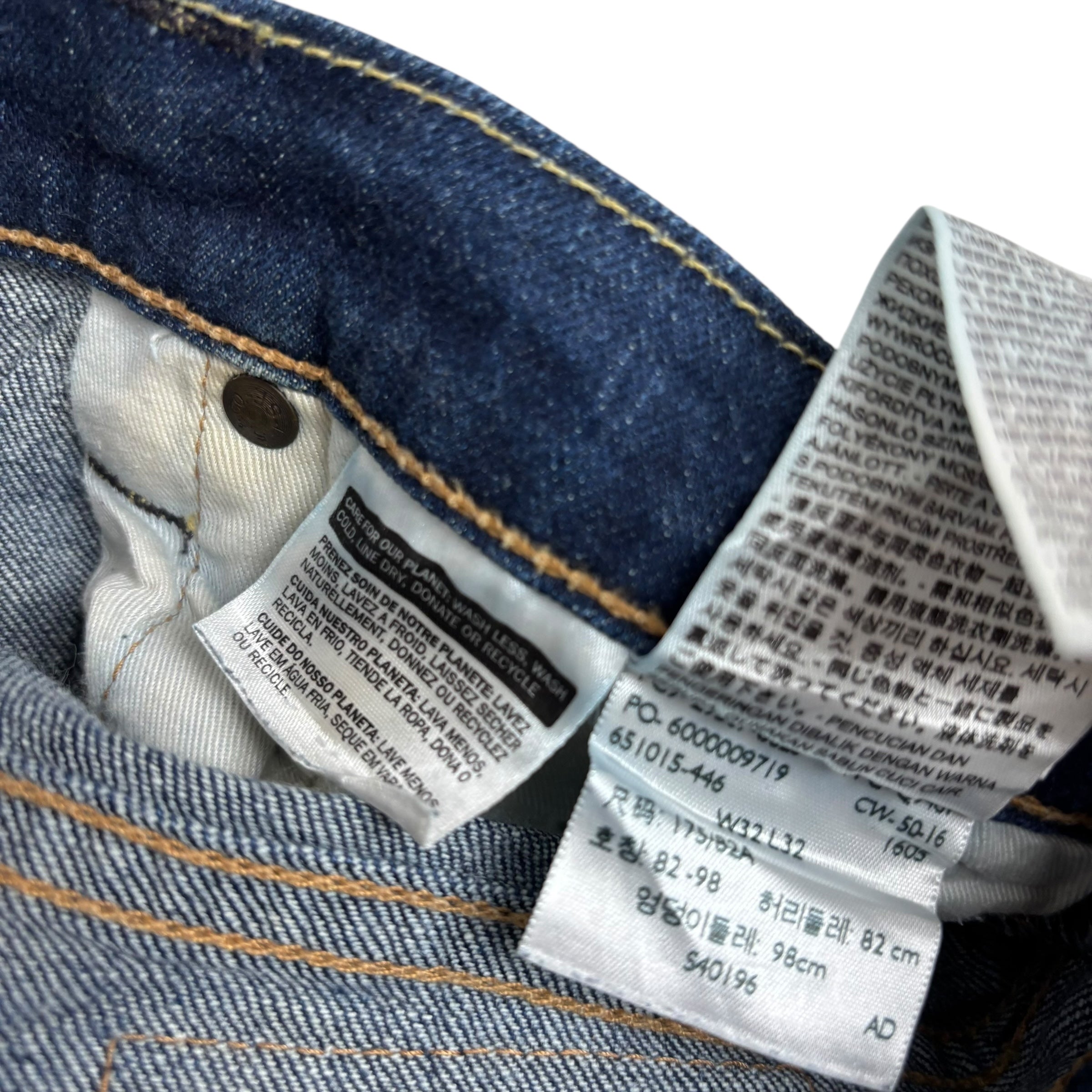 Levis 502 Jeans W32 L32 Mens Dark Blue Regular Tapered Fit Stretch Denim (E)