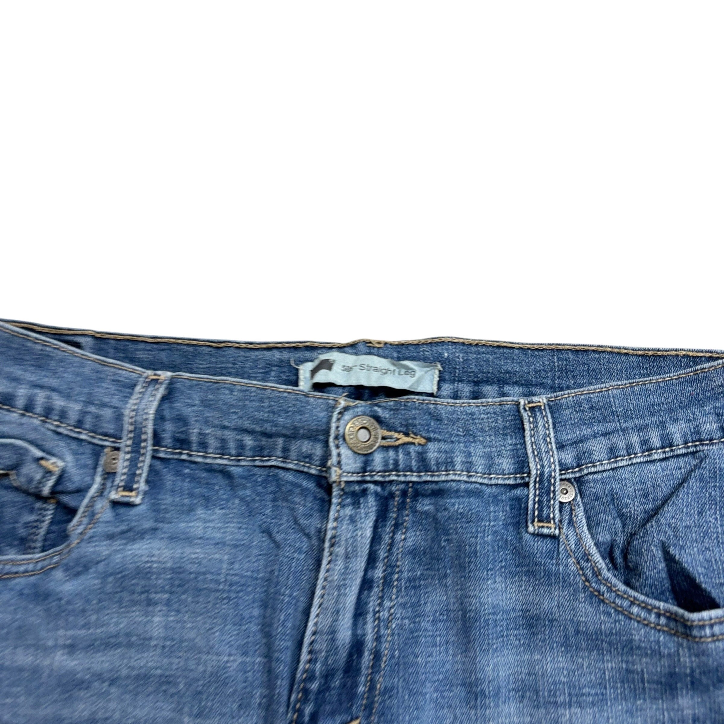 Levis 505 Jeans W31 L32 Womens Regular Straight Fit Mid Blue Stretch Denim (E)