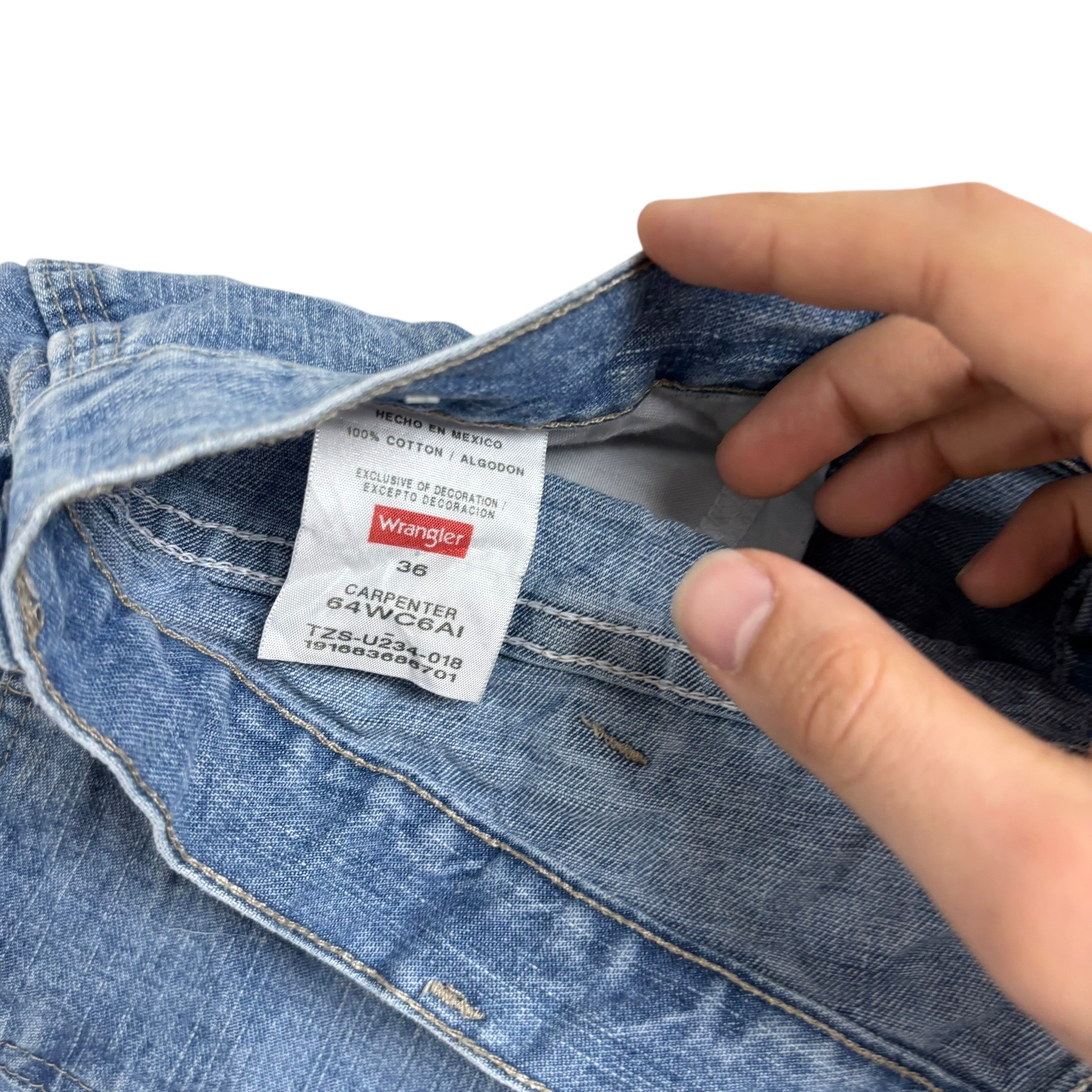 Wrangler Baggy Jorts W36 Mens Light Blue Denim Shorts Relaxed Fit Carpenter (E)